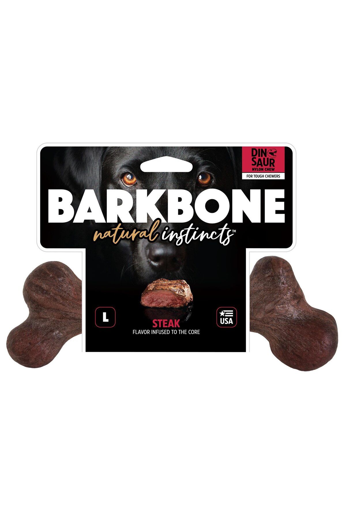Pet Qwerks BarkBone Dinosaur Biftek Aromalı Köpek Çiğneme Kemiği (Büyük Boy)
