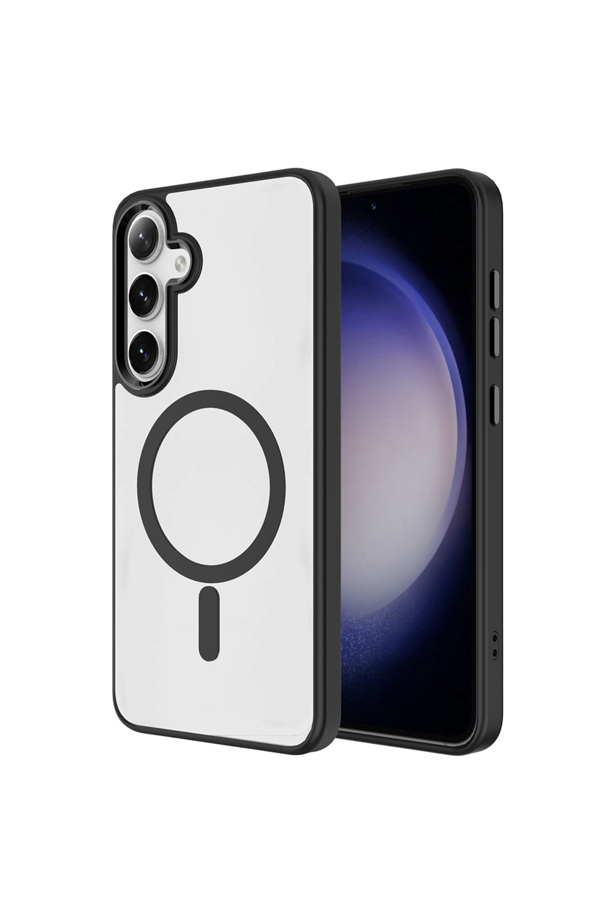 HTstore Galaxy Uyumlu S25 Plus Kılıf M-safe Şarj Özellikli Zore Krom M-safe Silikon Kapak