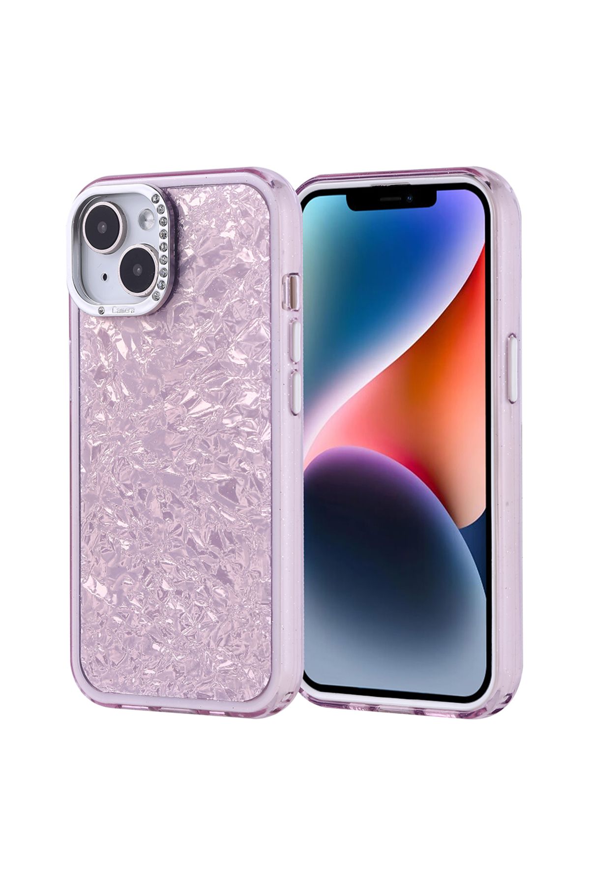 HTstore iPhone Uyumlu 13 Kılıf Taşlı Tasarımlı Zore Kapi Kapak-Lila