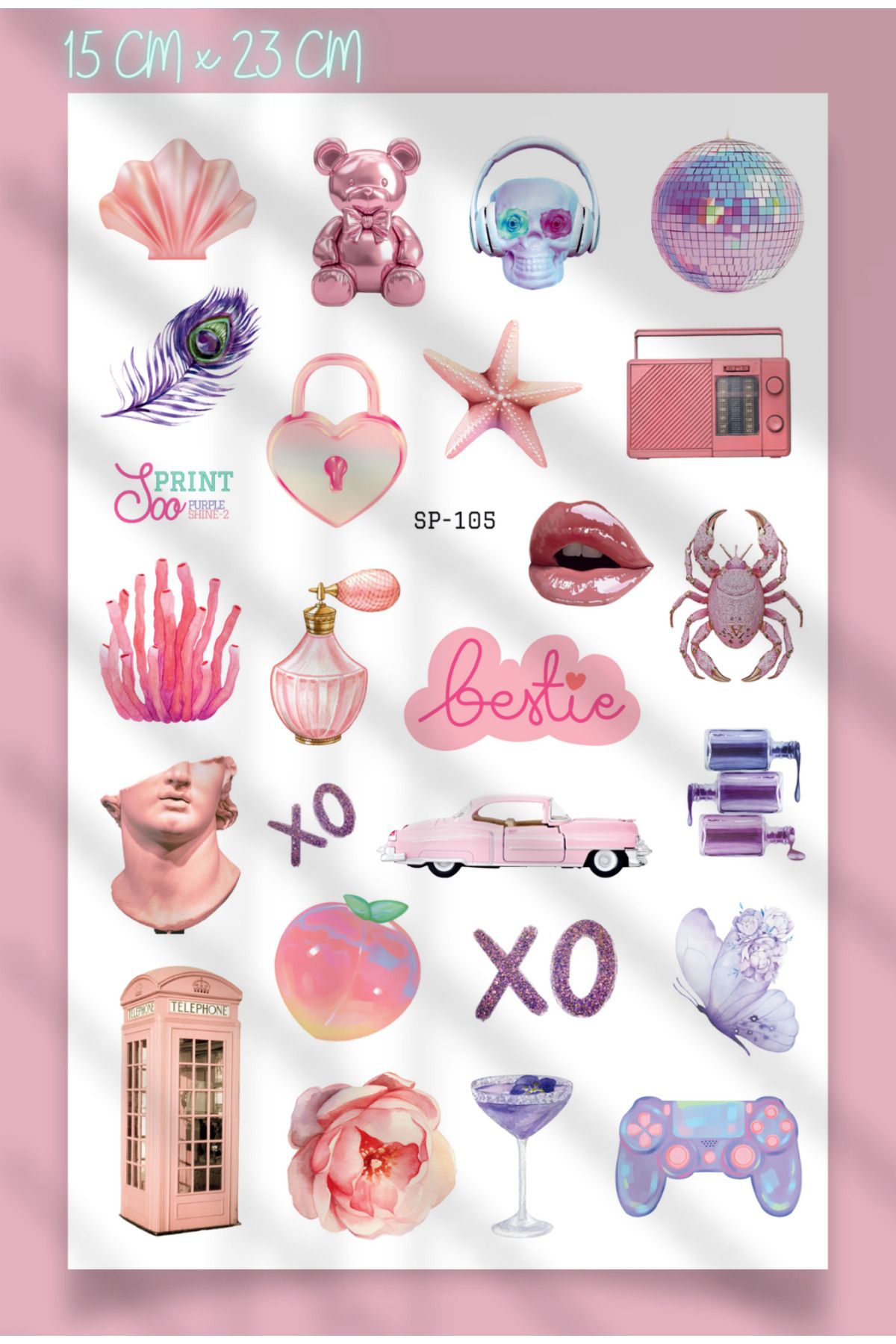 SooPRINT Purple Shine Sticker Koleksiyonu - 15 x 23 cm Her Yüzeyde Harikalar Yarat!