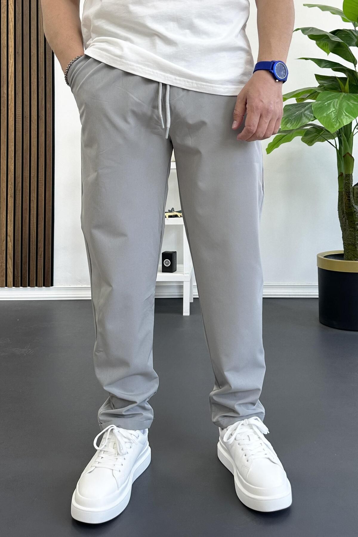 Edwox Erkek Beli Lastikli Jogger Pantolon Gri Edw354