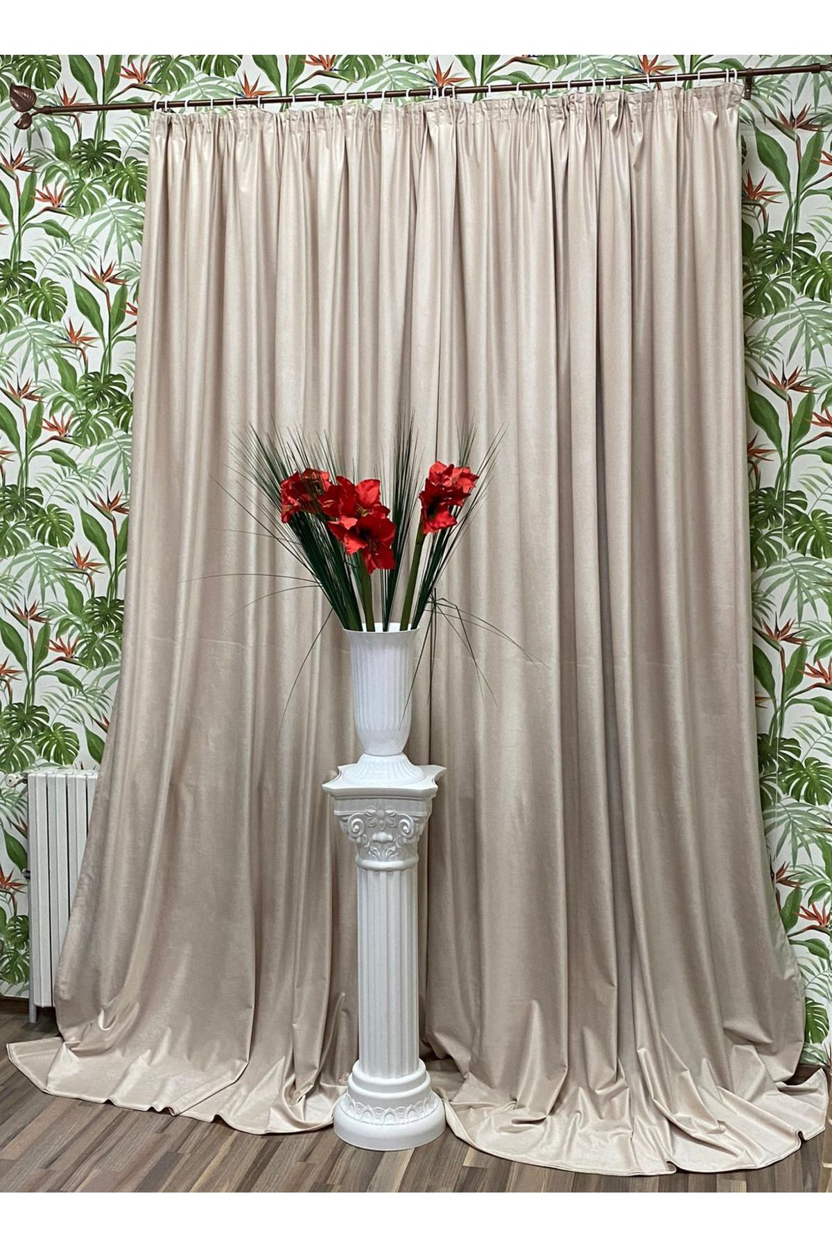 Liz Line Set Doua Draperii Catifea, Bej, Colectia "velvet" By Liz Line, 2x250x245cm, Cu Rejansa - 250 x 245