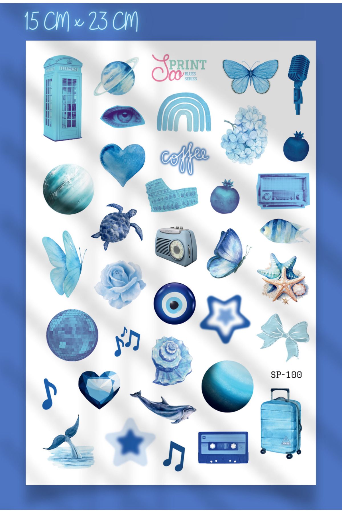SooPRINT Blues Sticker Koleksiyonu - 15 x 23 cm Her Yüzeyde Harikalar Yarat!