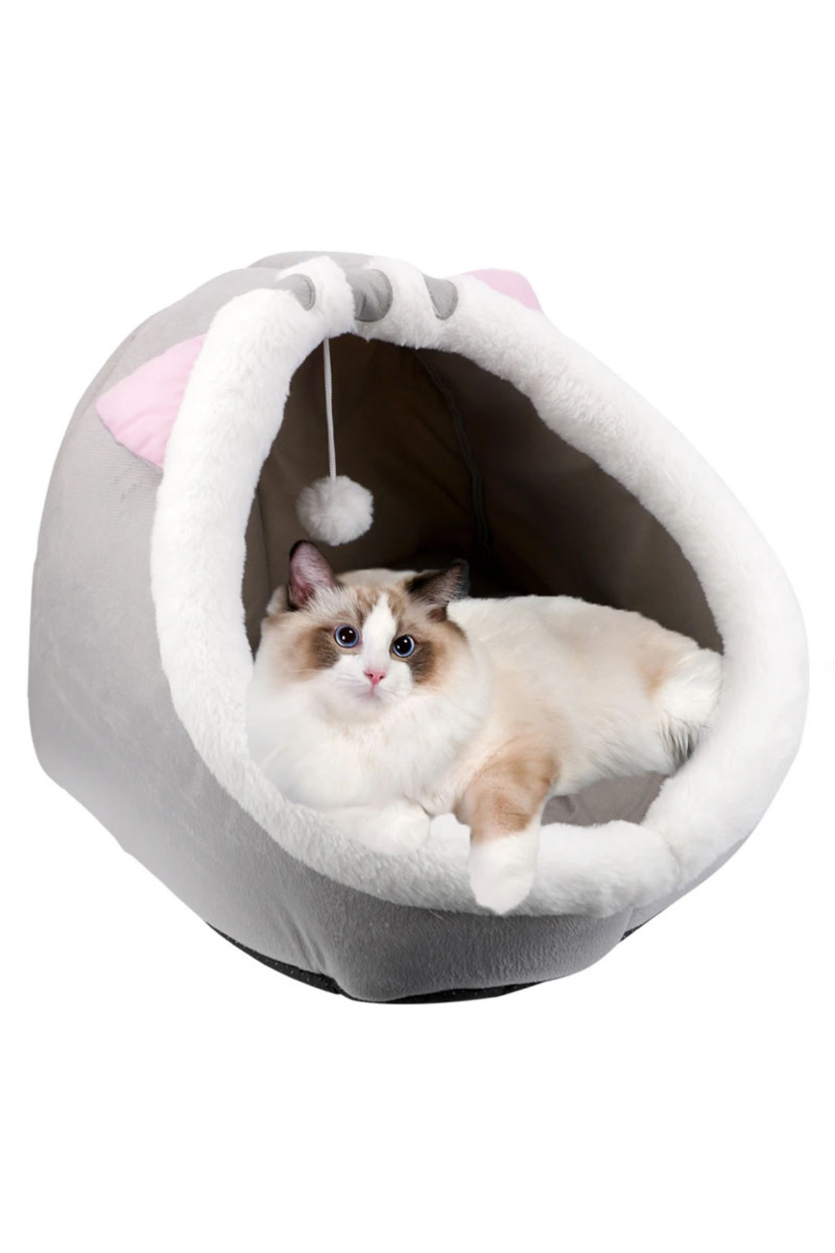 NEXTLY-Nexlty Cat and Dog Bed with Hanging Ball for Playing, Flannel Bed, Soft and Fluffy 5