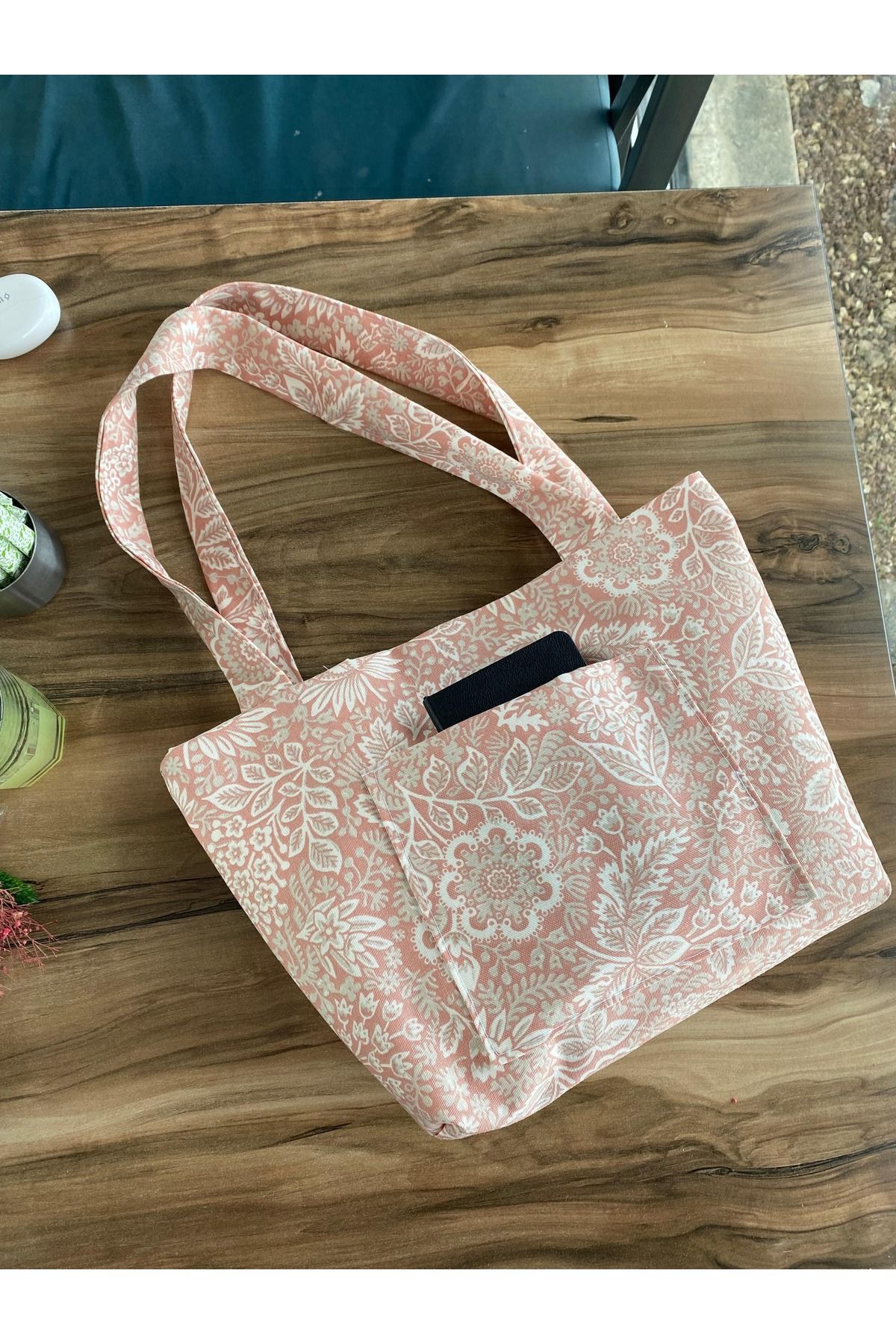 Handmade Su Geçirmez Pembe çanta Omuz Çantası Çiçekli omuz çanta Laptop çantası Kitap çanta makyaj çantası