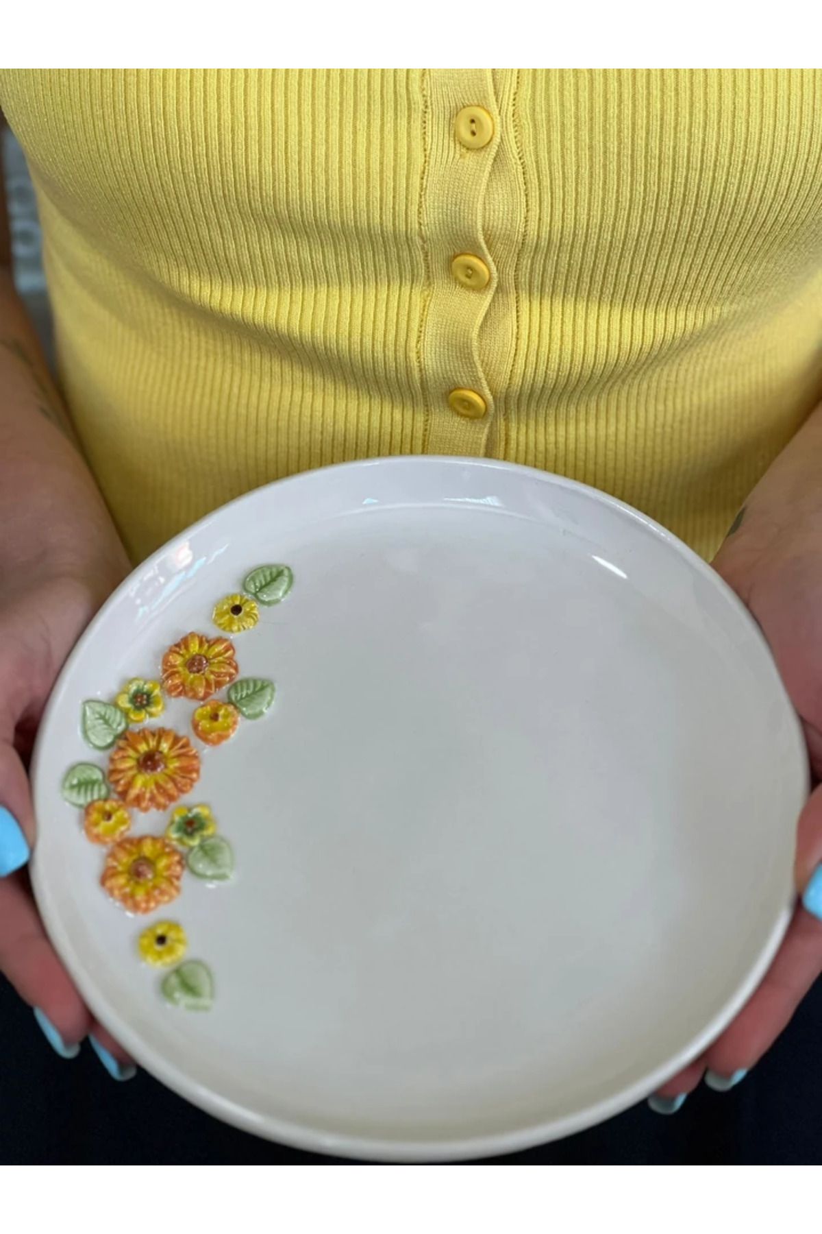 MeGgDecor 1 Adet Çicek Tabak 21cm Çapında