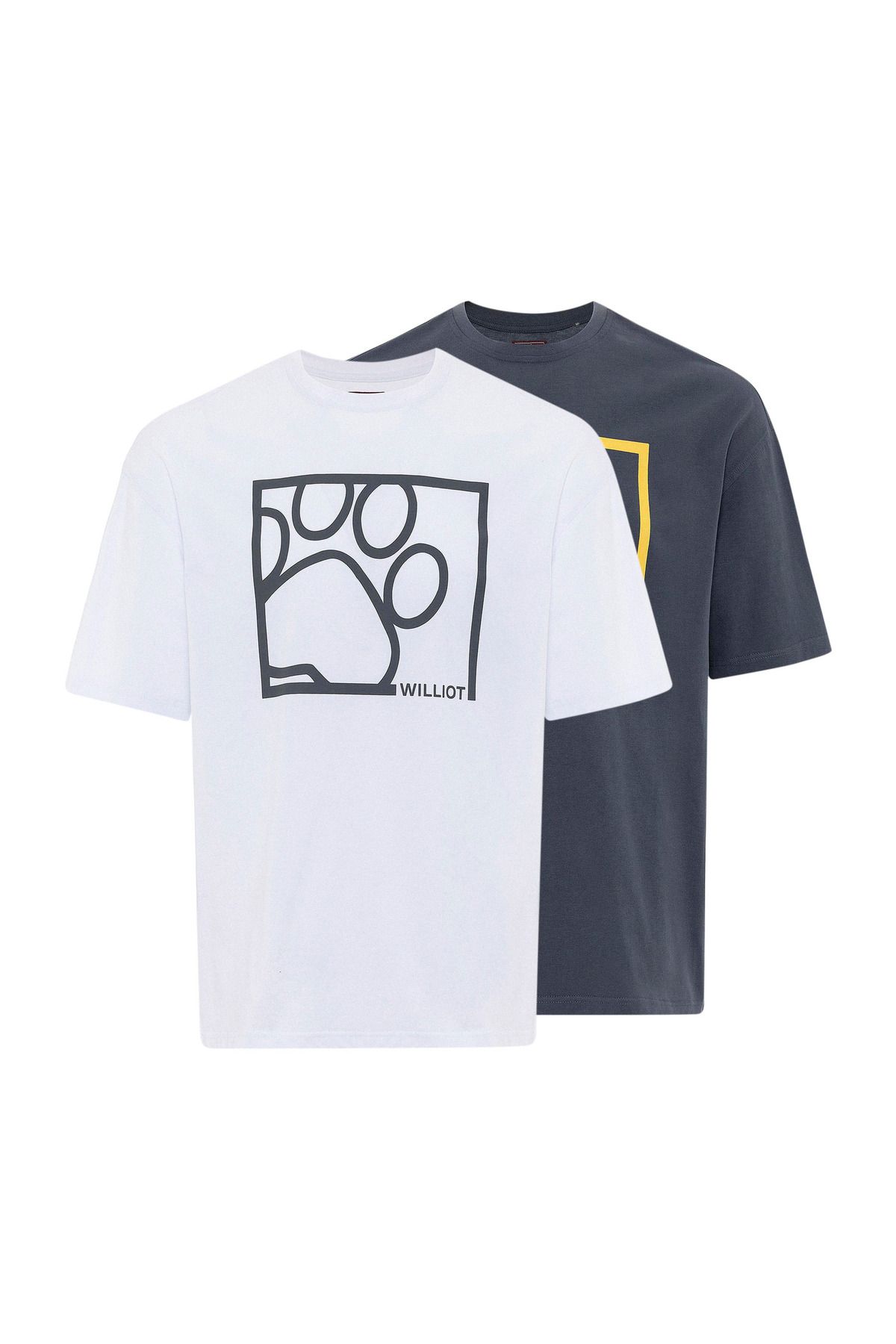 Williot Raya Erkek Regular Fit Pati Baskılı 2'li T-Shirt