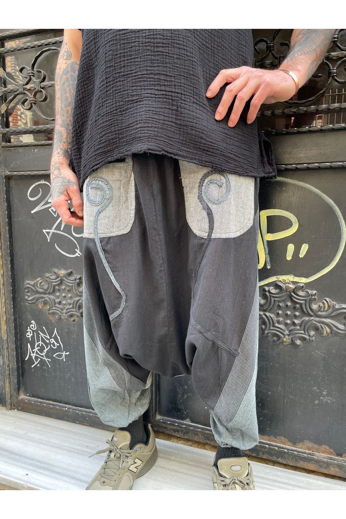 Bohoyasam Unisex Nepal Şalvar, Bağlamalı Şalvar Pantolon, Bohem Pantolon, Rahat Pantolon, Etnik Desenli
