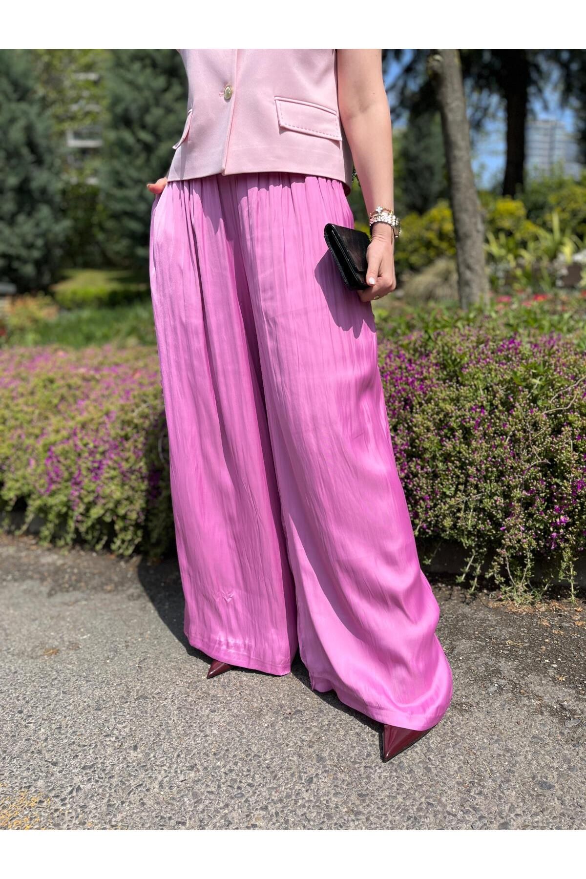 Size Özgü Pembe Bel İp Bağlamalı Pantolon