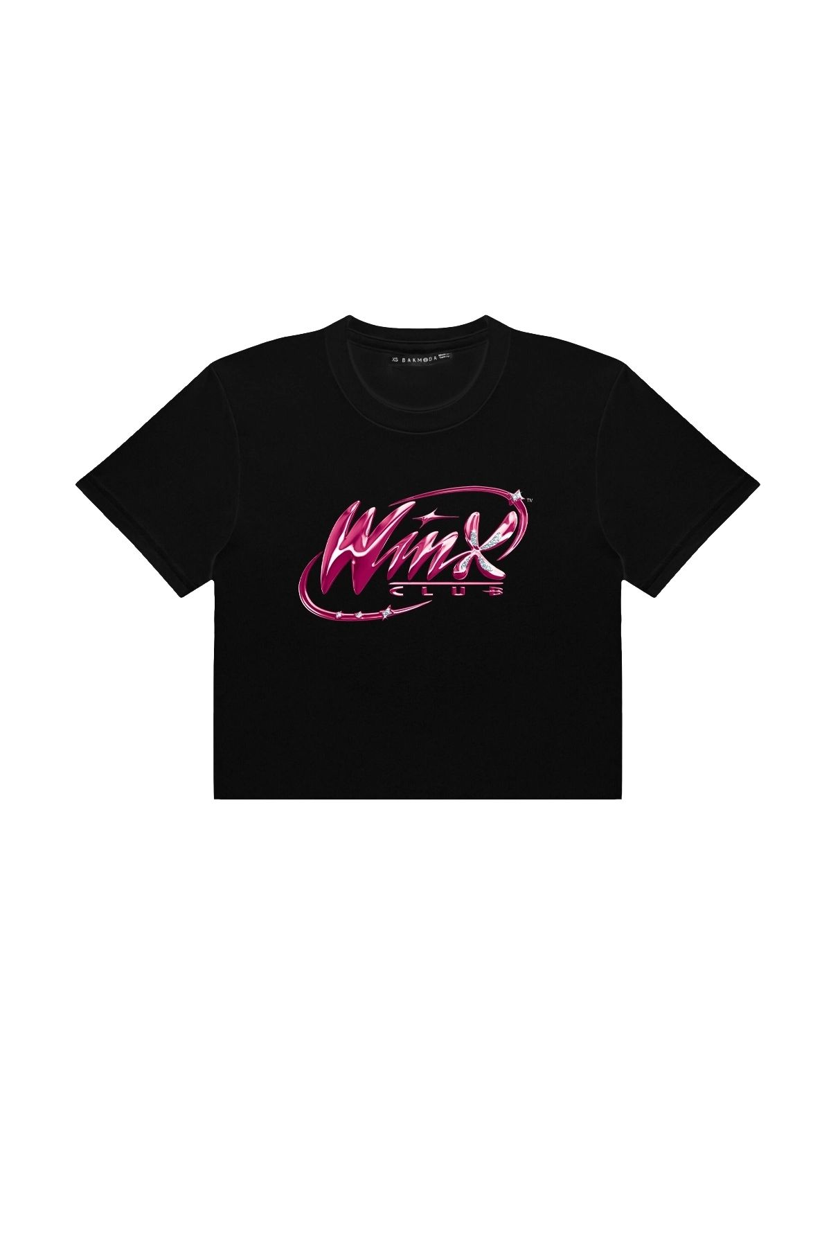 Sekizbiraltı Wnx Club Baskılı Siyah Crop Top