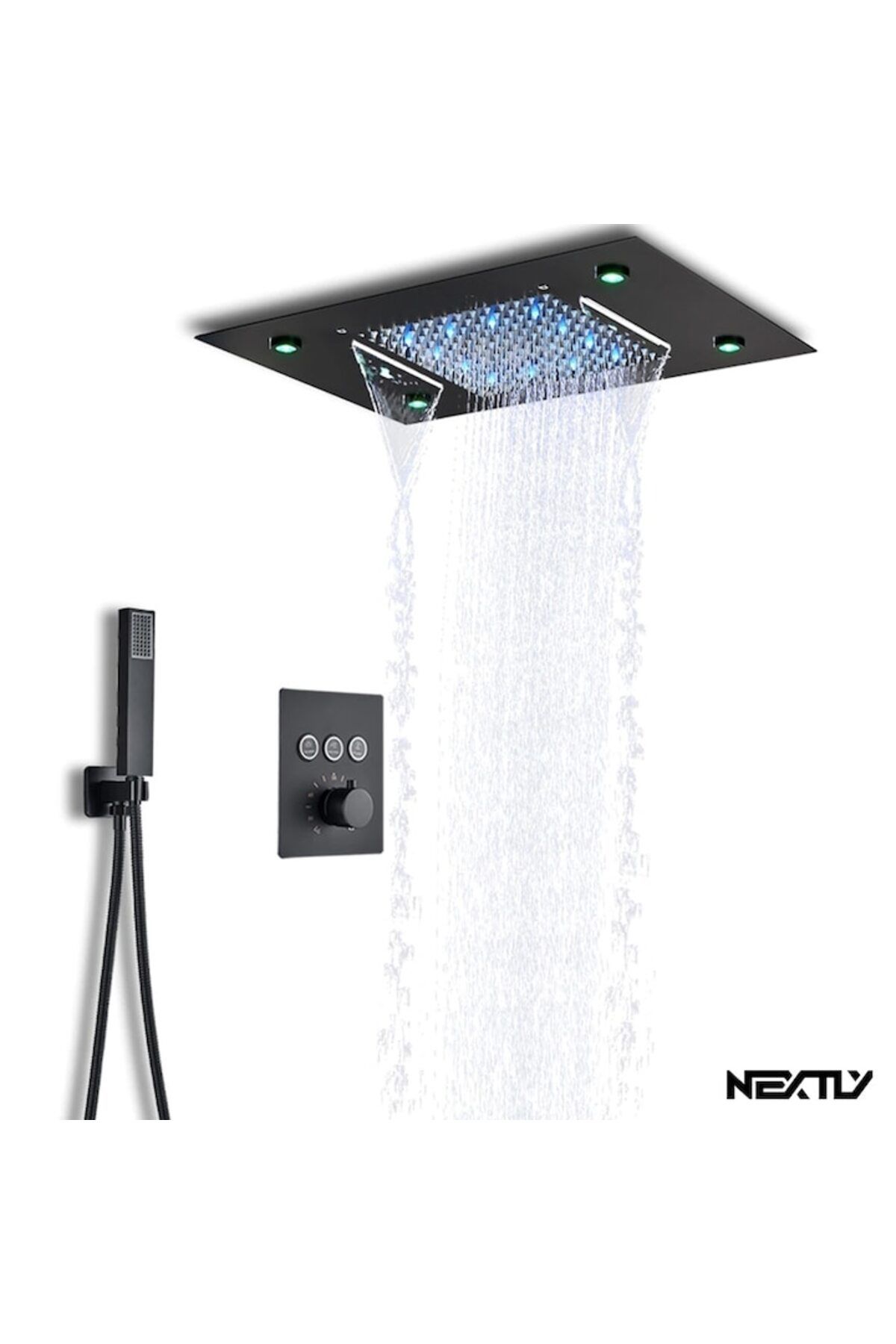 NEXTLY-Built-in Shower System, Rgb Led Ambient Lighting, Temperature Adjustment, Waterfall Mode 2