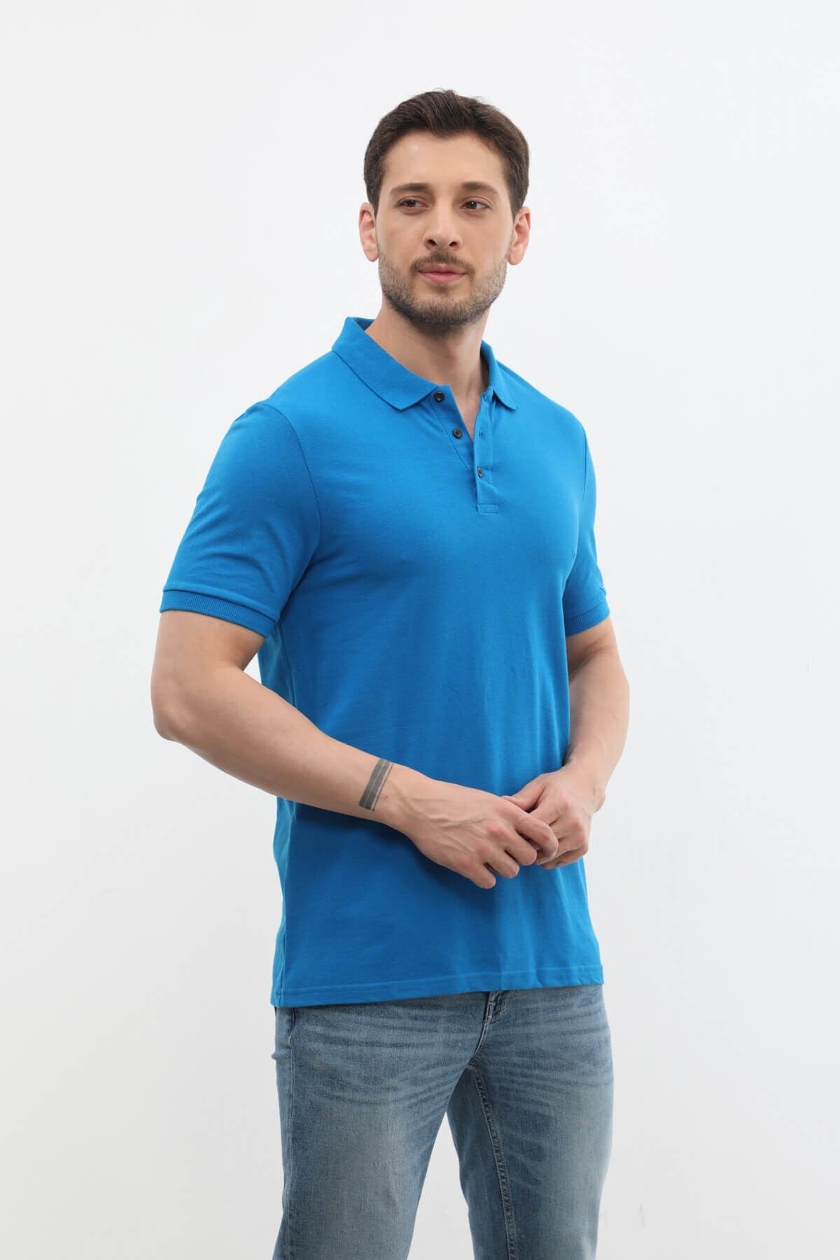 MARKAPIA-Men's Polo Neck 100% Cotton T-Shirt 4
