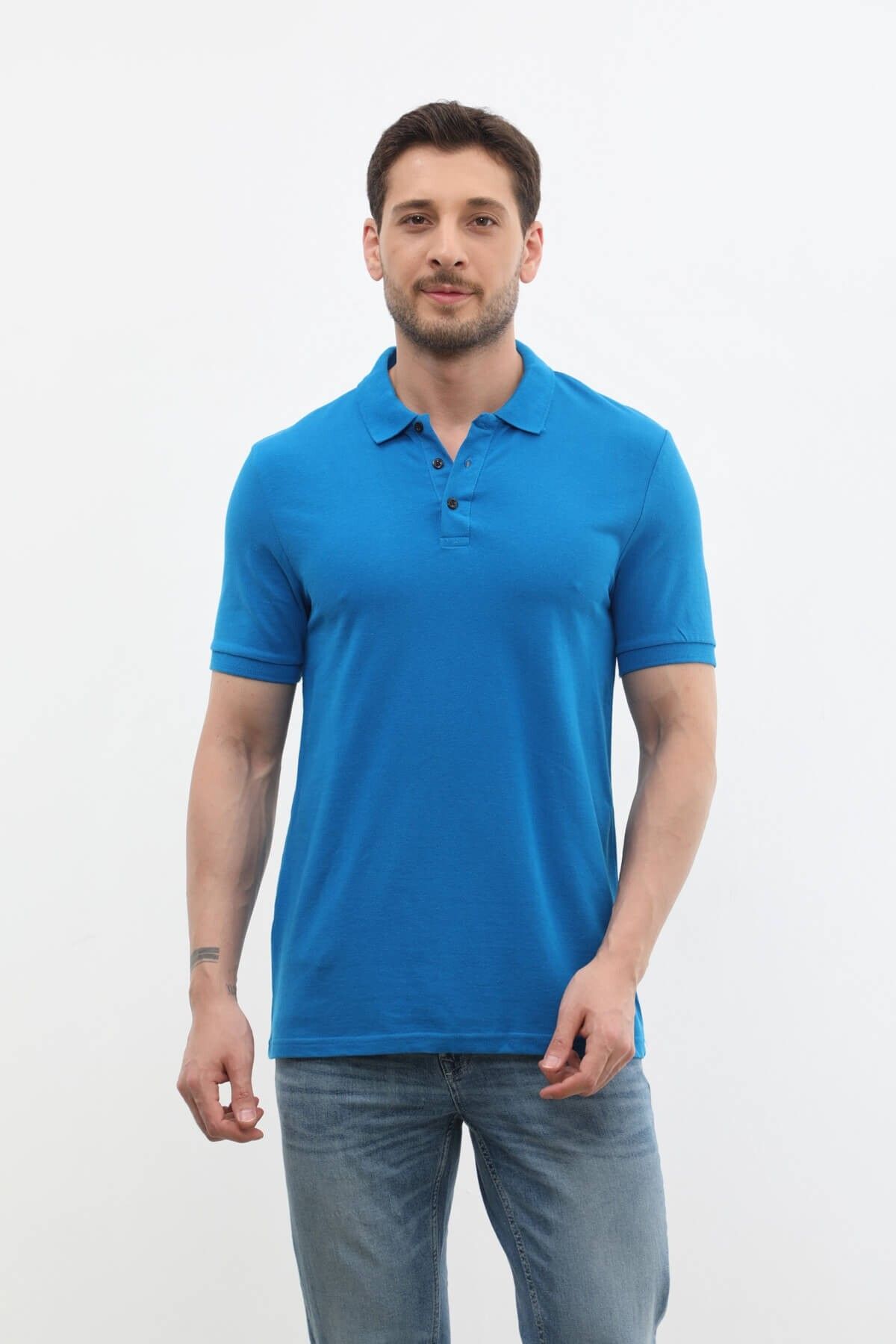 MARKAPIA-Men's Polo Neck 100% Cotton T-Shirt 5