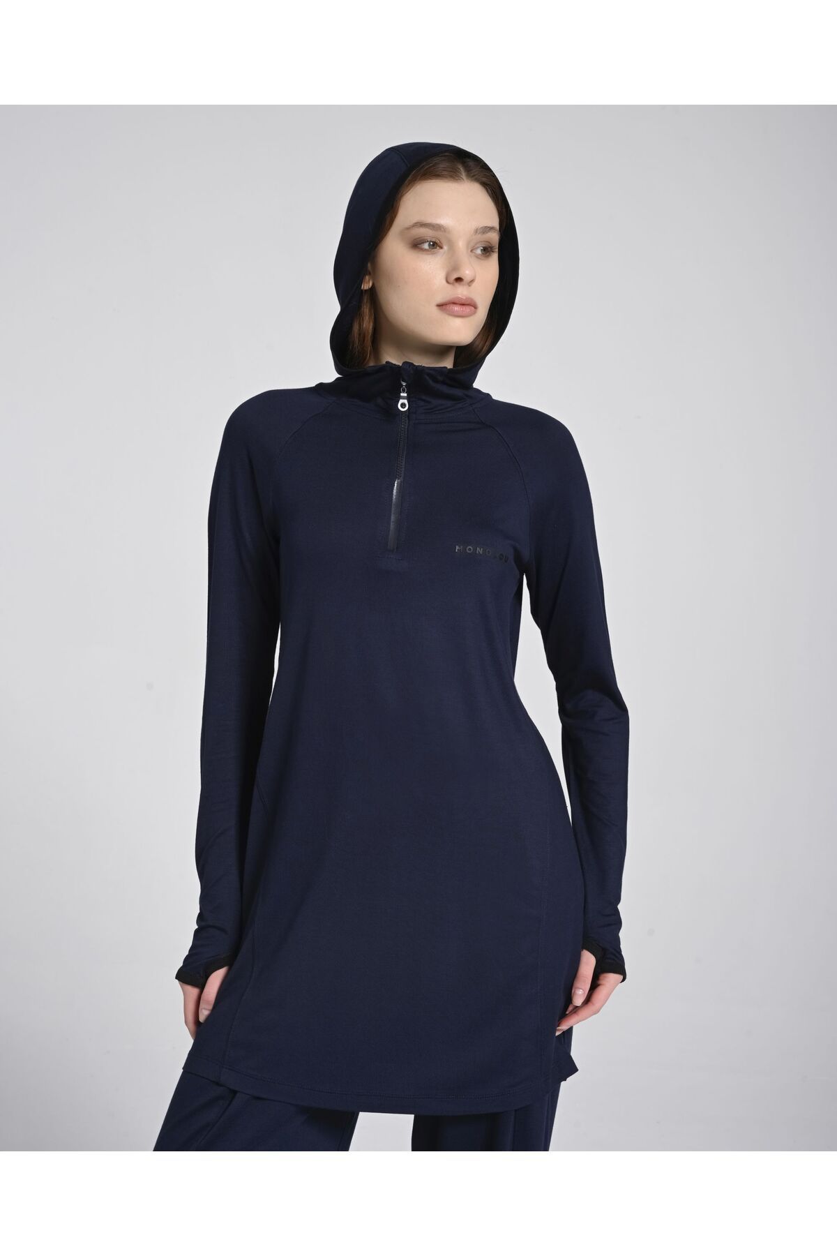 Monolou Kapüşonlu Rayon Aktif Sweat