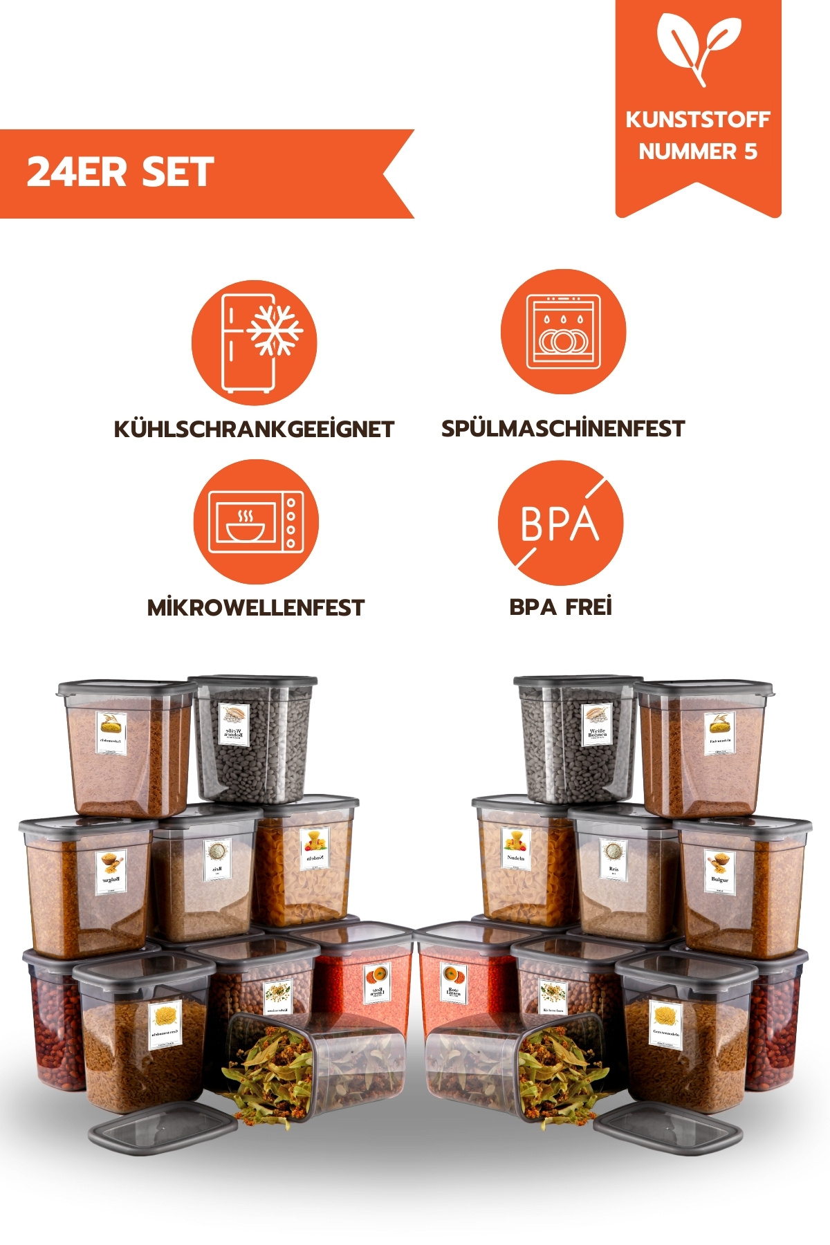 Ginza Maison JUMBO 24-TEILIGE AUFBEWAHRUNGSBOX ANTHRAZIT