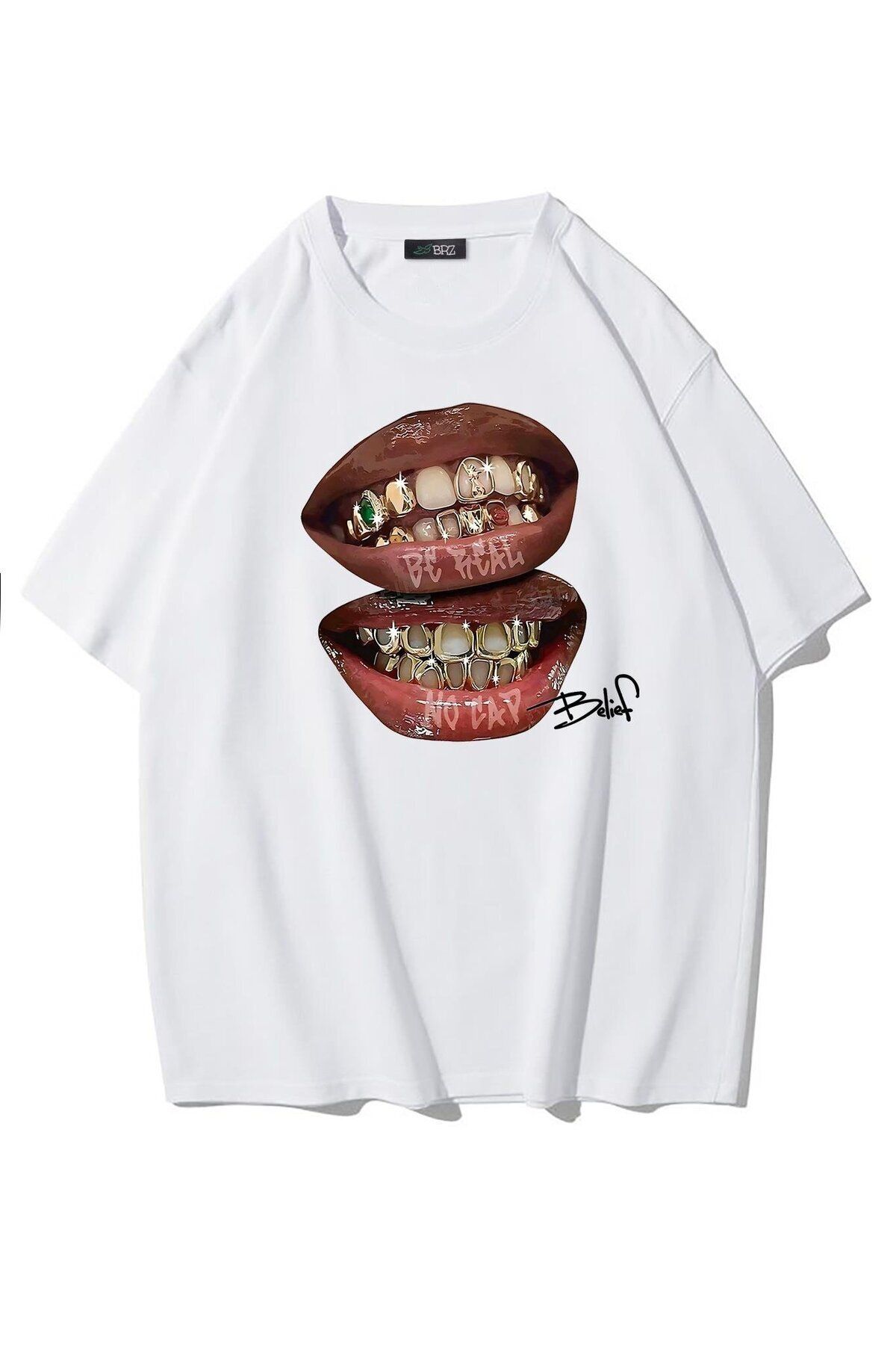 ACTIVE MODA Be Real No Cap Grillz Tee T-shirt Beyaz