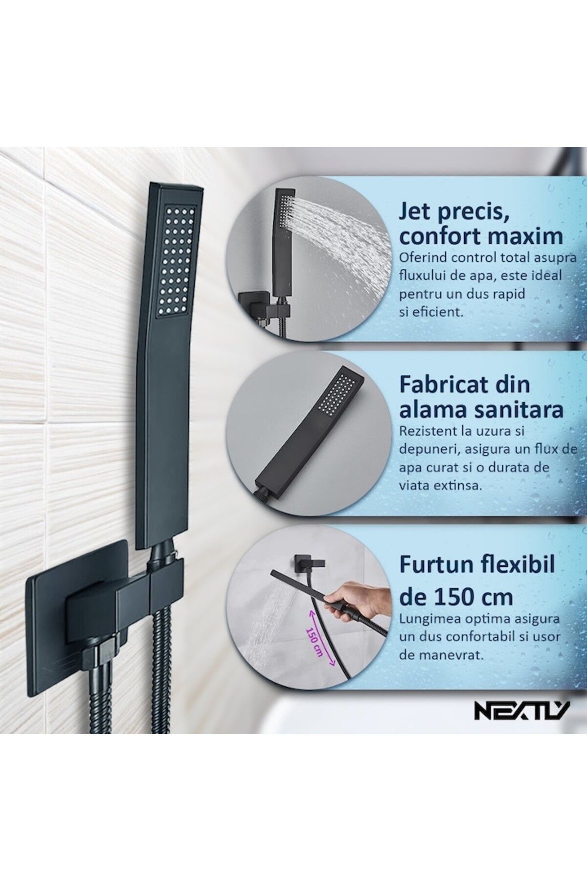 NEXTLY-Built-in Shower System, Rgb Led Ambient Lighting, Temperature Adjustment, Waterfall Mode 4