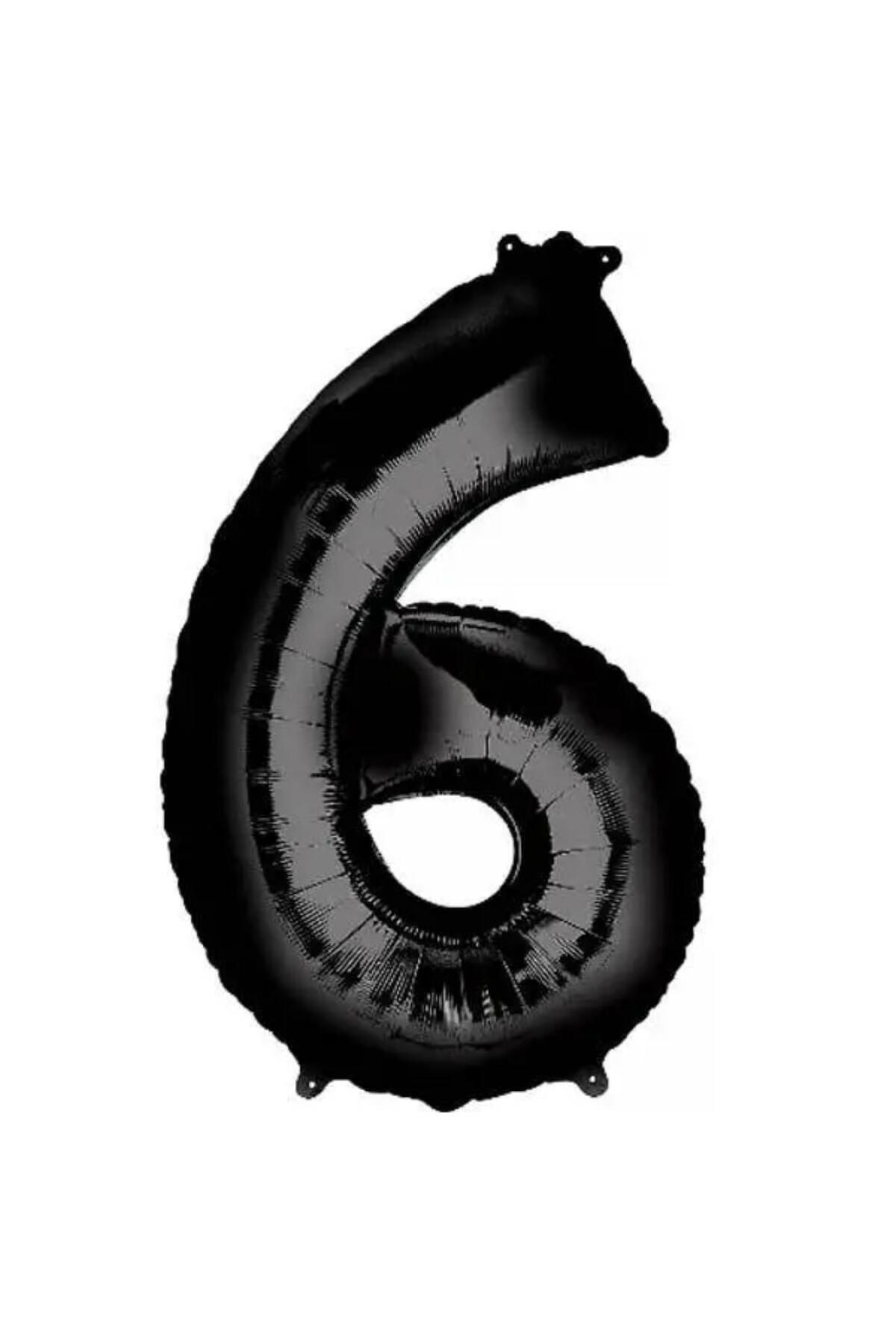 MİNAY 6 RAKAM FOLYO BALON SİYAH RENK 40" 100cm