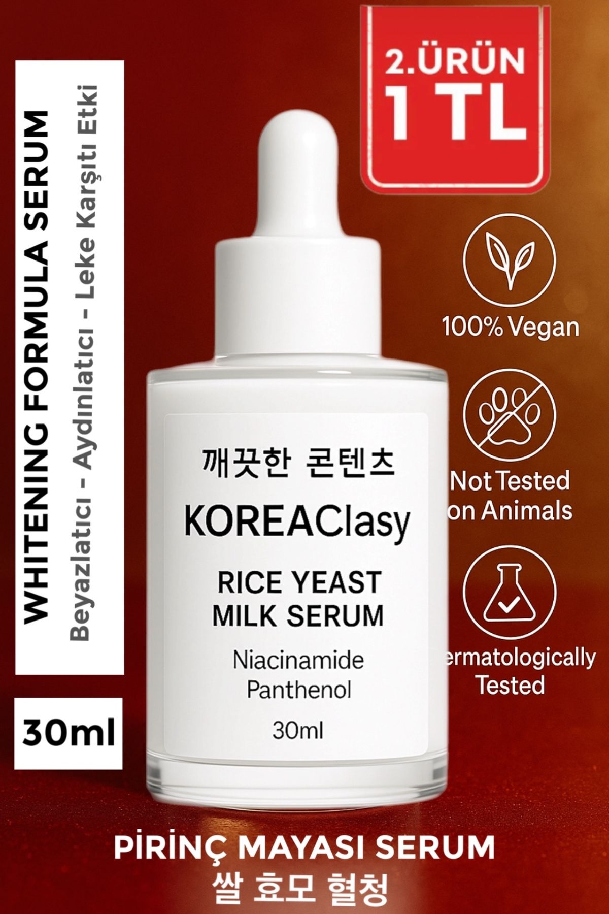 KOREAClasy Pirinç Mayası Sütü Beyazlatıcı Aydınlatıcı Leke Karşıtı Cildi Parlatan Niacinamide Panthenol Serum