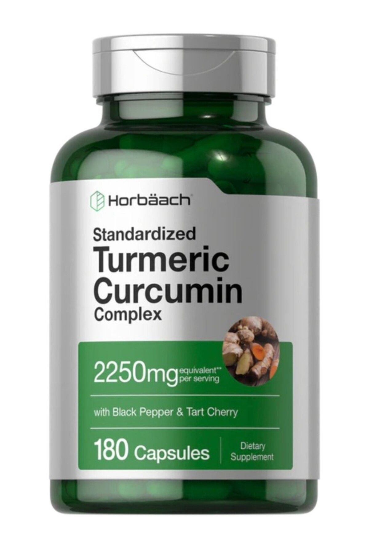 Horbaach Turmeric Supplement with Black Pepper 2250mg | 180 Capsules