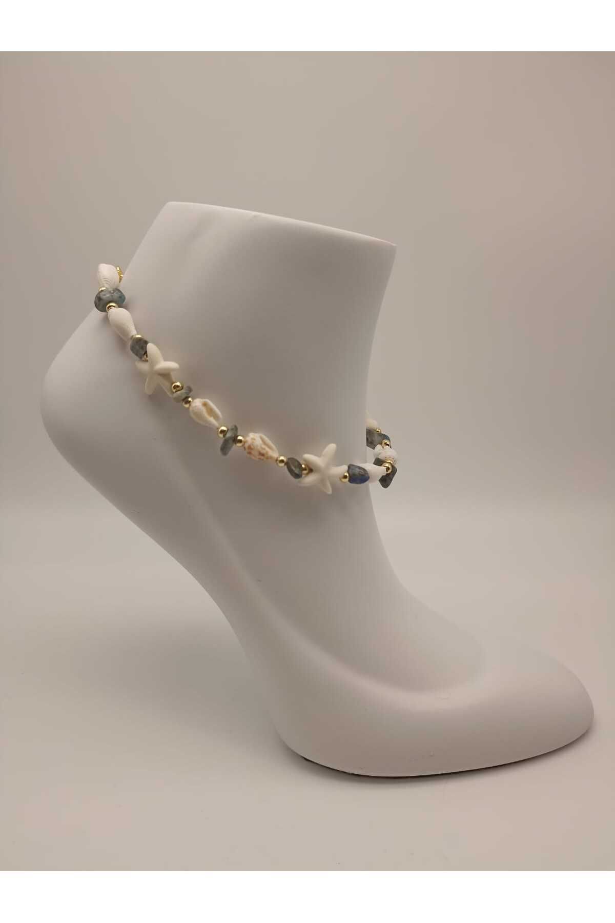 TLSMACCESORIES DENİZ KABUKLU MAVİ DOĞAL TAŞ HALHAL