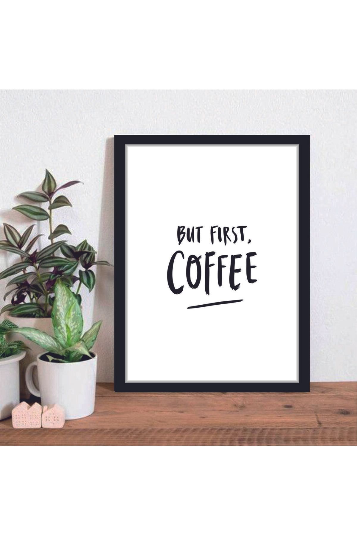 PİXWALLART 1 Adet Home Cofee Yazılı Ahşap Mdf Çerçeve Görünümlü Mdf Tablosu