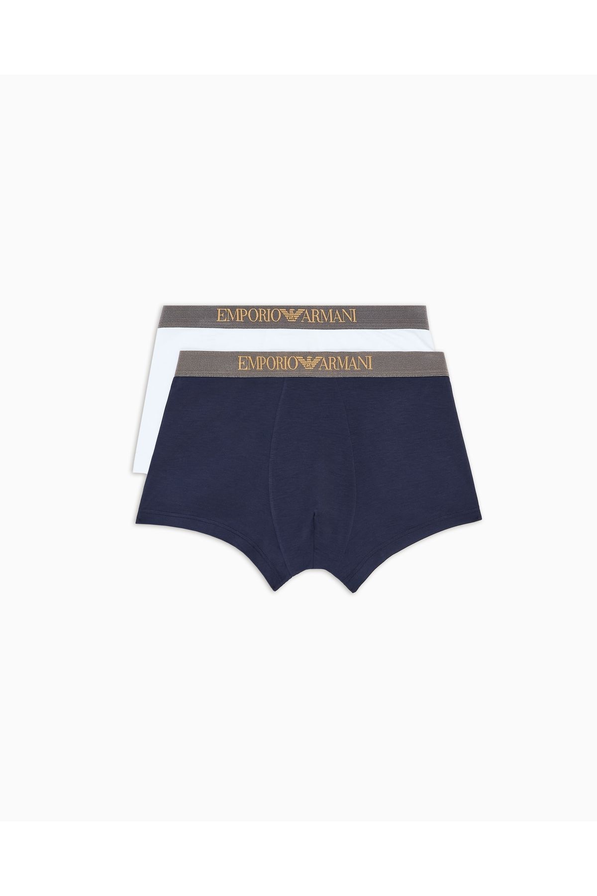 Emporio Armani Erkek 2'li Paket Yumuşak Dokulu Logolu Lastikli Bel Lacivert-Beyaz Boxer EM000253 AF10787-M0079