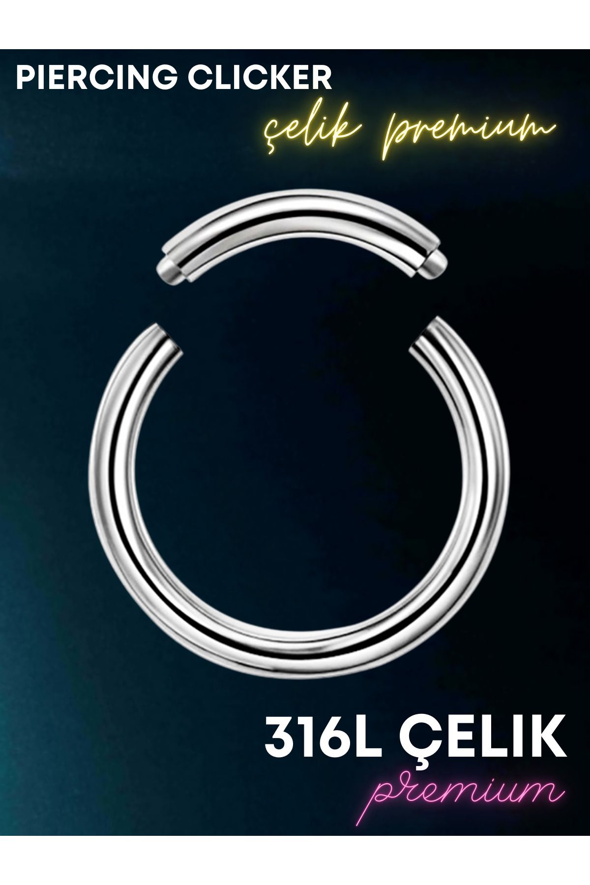 Luckshery Segmentli Piercing Clicker Halka - Helix, Tragus, Septum için 8mm/1.2mm