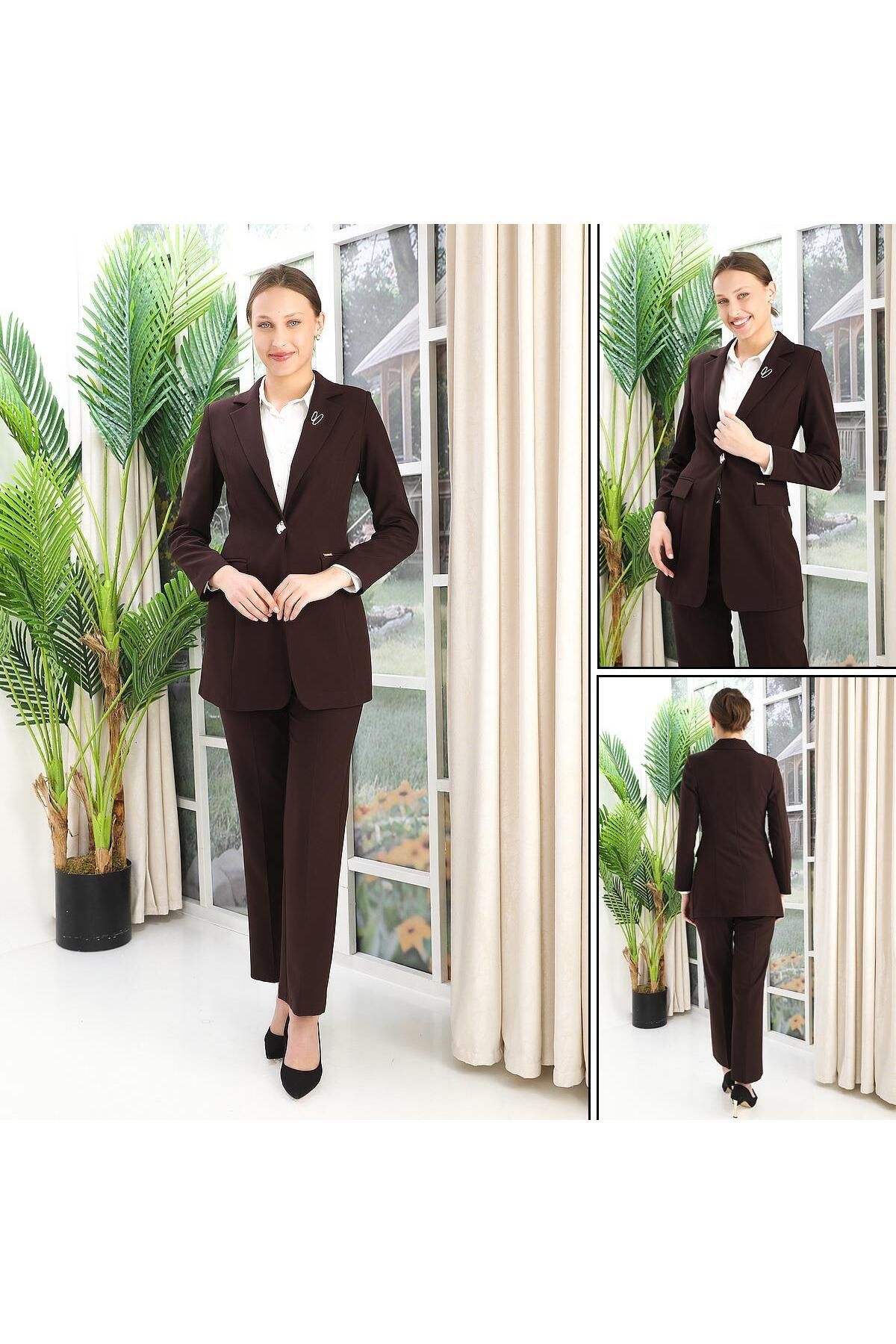 GND TEKSTİL Gnd Kadın Klasik Düğmeli Blazer Takım Elbise
