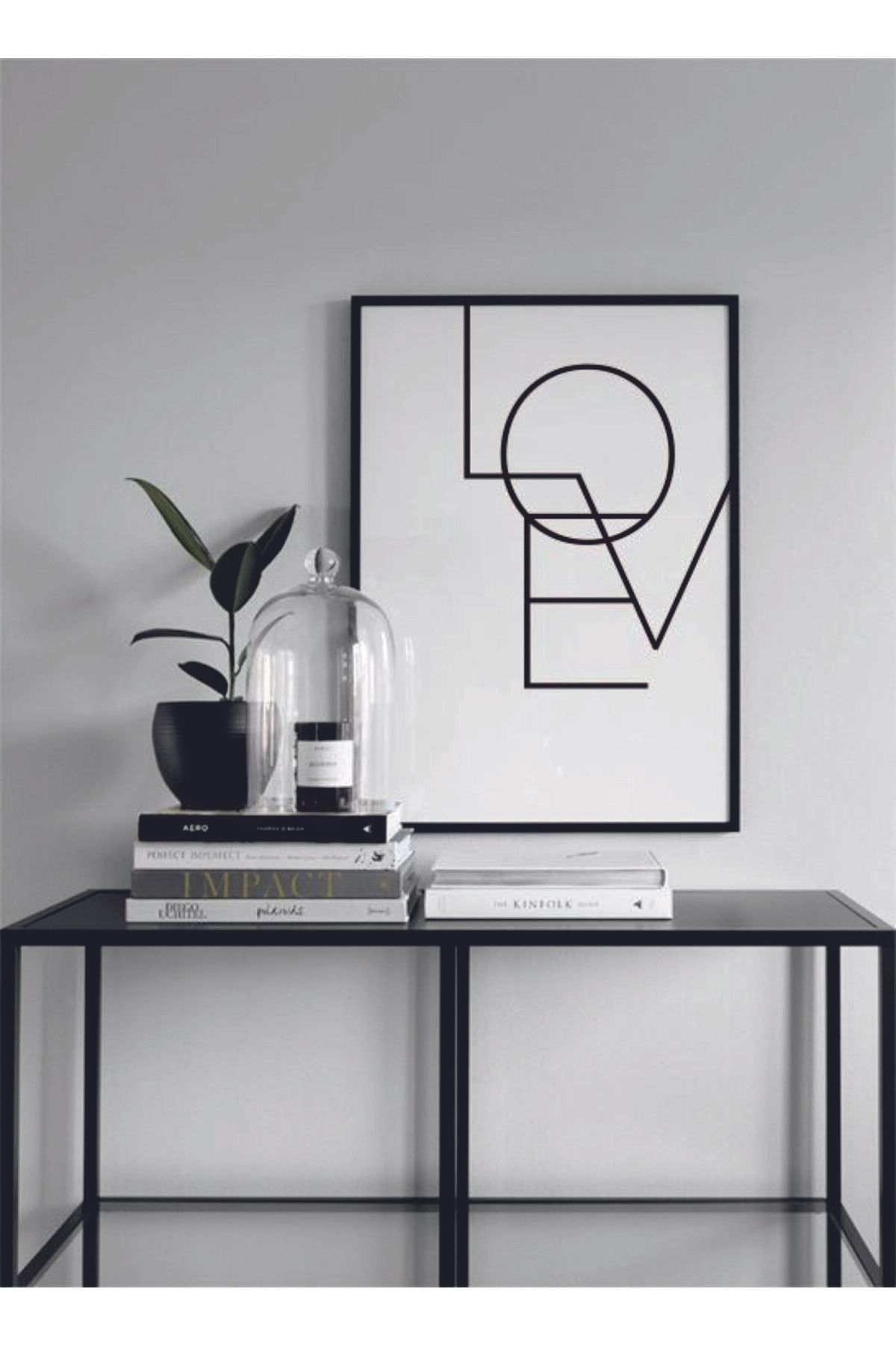 PİXWALLART 1 Adet Love Yazılı Ahşap Mdf Çerçeve Görünümlü Mdf Tablosu