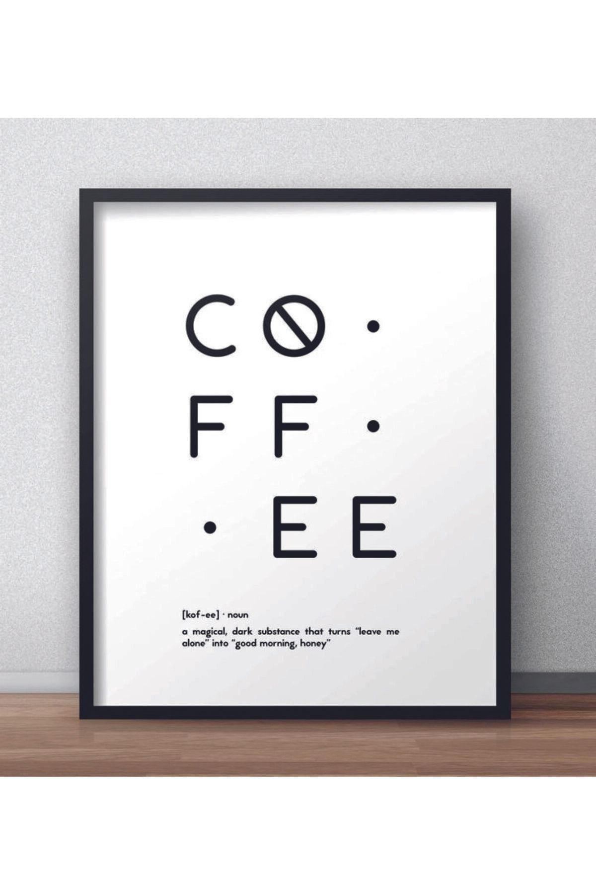 PİXWALLART 1 Adet Ahşap Coffee Yazılı Mdf Çerçeve Görünümlü Mdf Tablosu