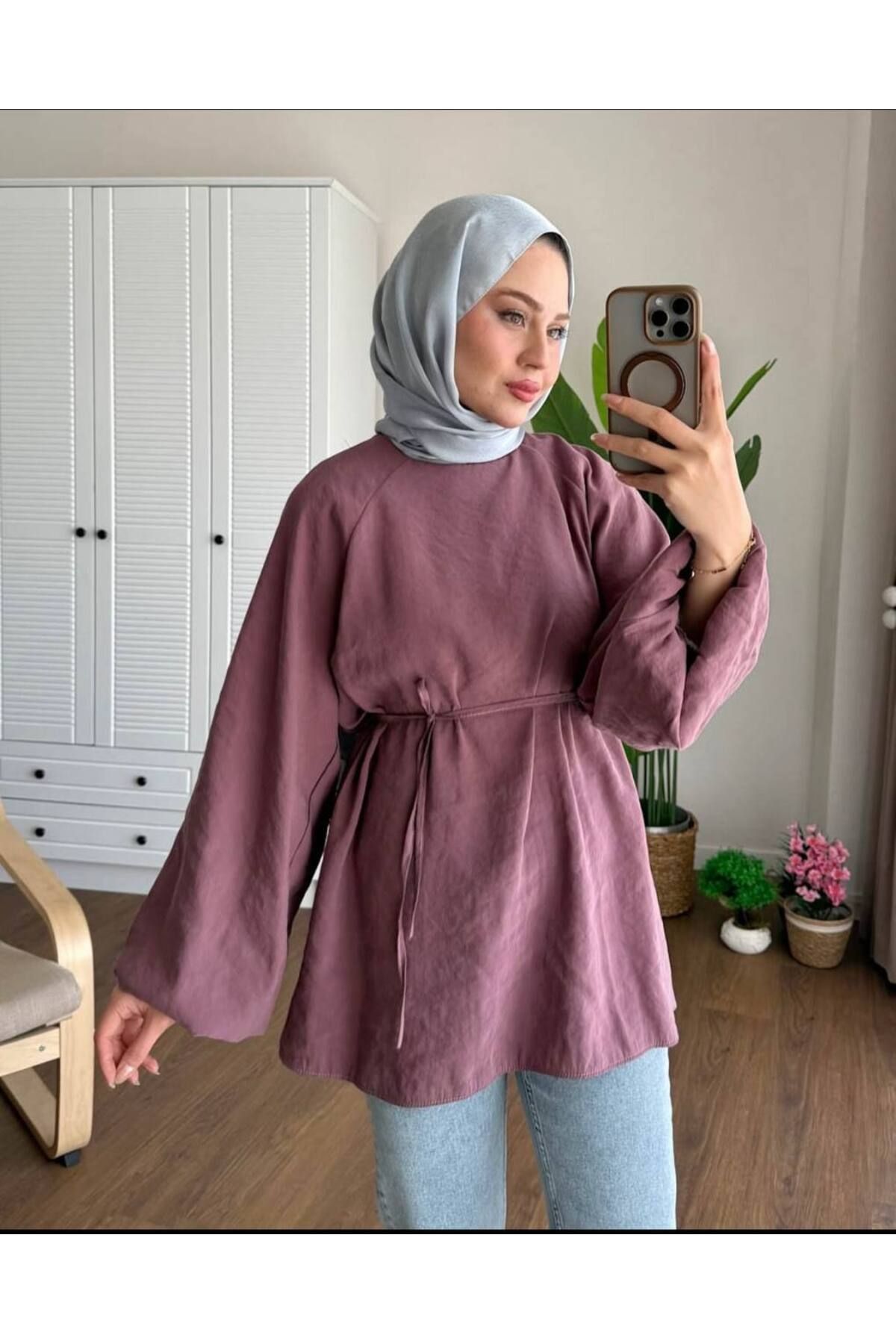 MODA EGE Modal Kumaş Balon Kol Tunik