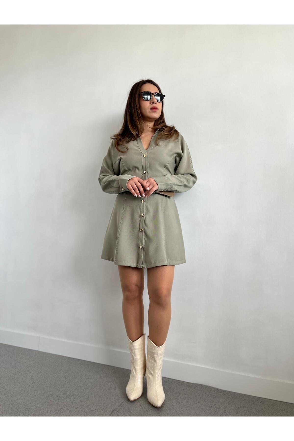 Gizybutik Kemerli Mini Elbise