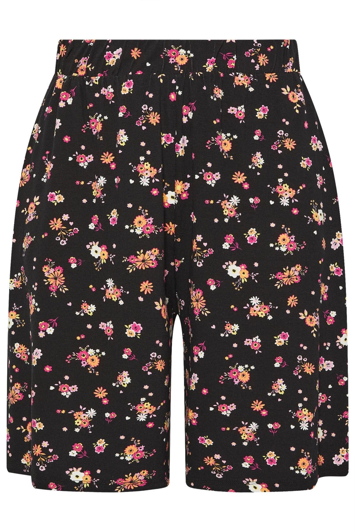 Stil Diva-Plus Size Elastic Waist Patterned Loose Cut Lycra Shorts with Pockets 145291 6
