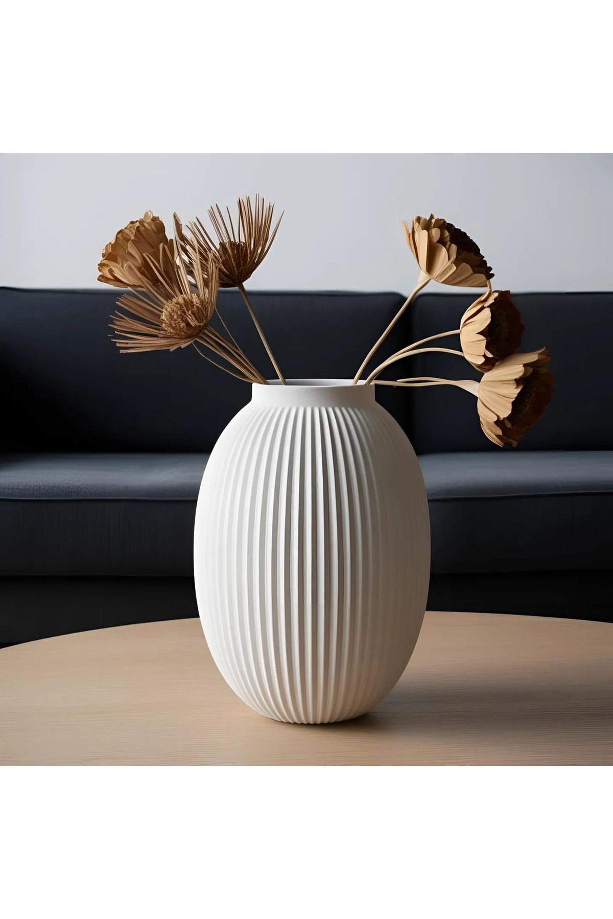 GearStudio Dikey Hatlı Pinterest Tarzı Vazo -Ovalis - Modern -Şık- Minimalist