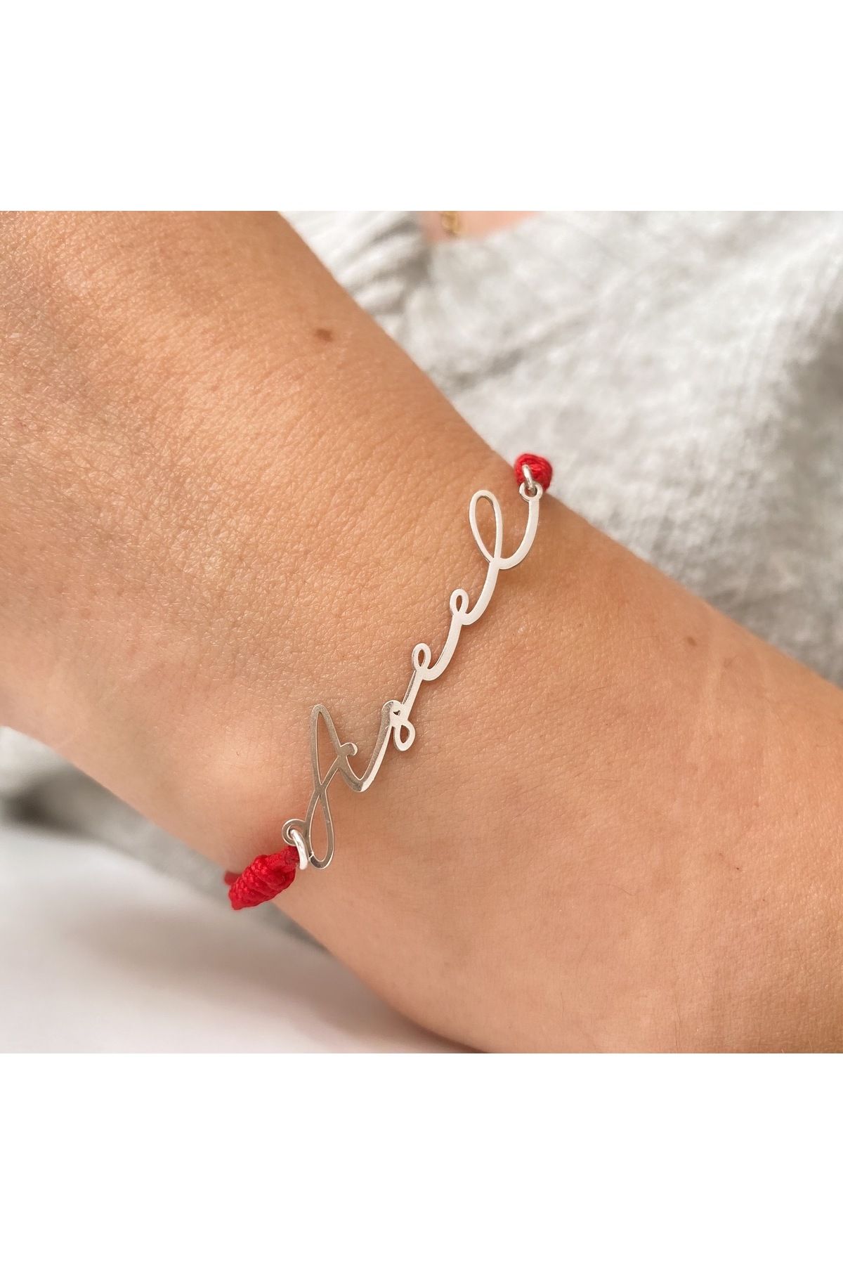 simurg jewellery Gümüş İsimli Kırmızı İpli Bileklik