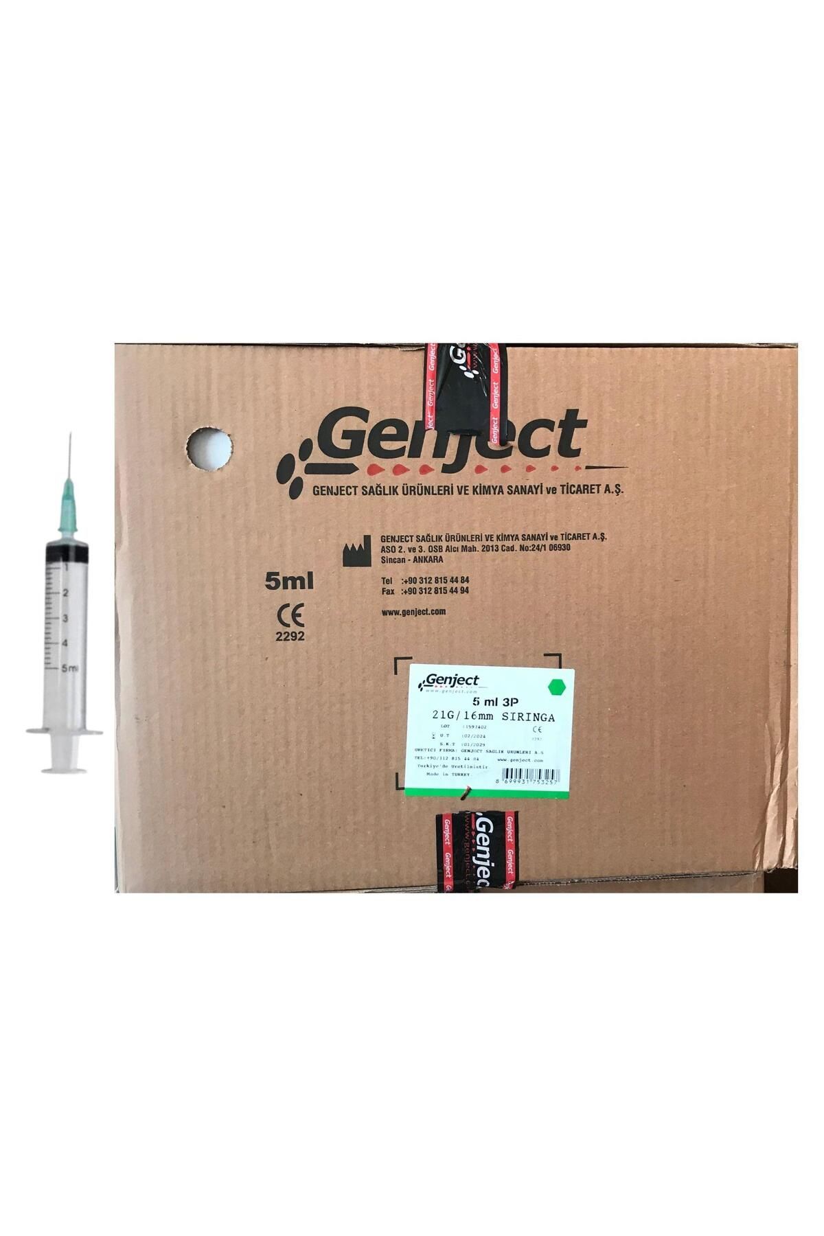 Genject - 5ML 3PARÇA YEŞİL KISA İĞNELİ ENJEKTÖR - 1000 ADET