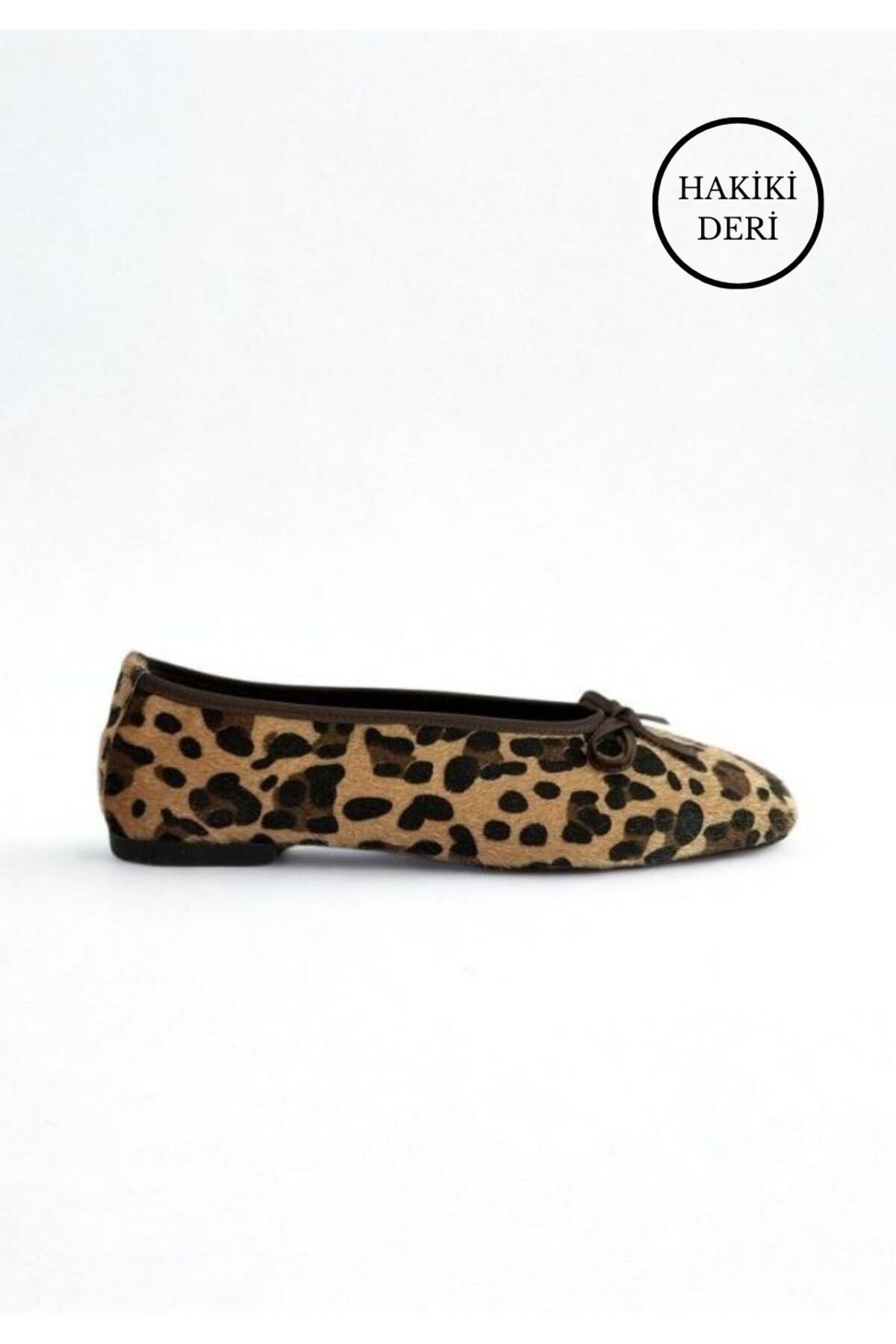 MY MADRE LEATHER SHOES Kadın Leopar Desenli Düz Taban Deri Babet