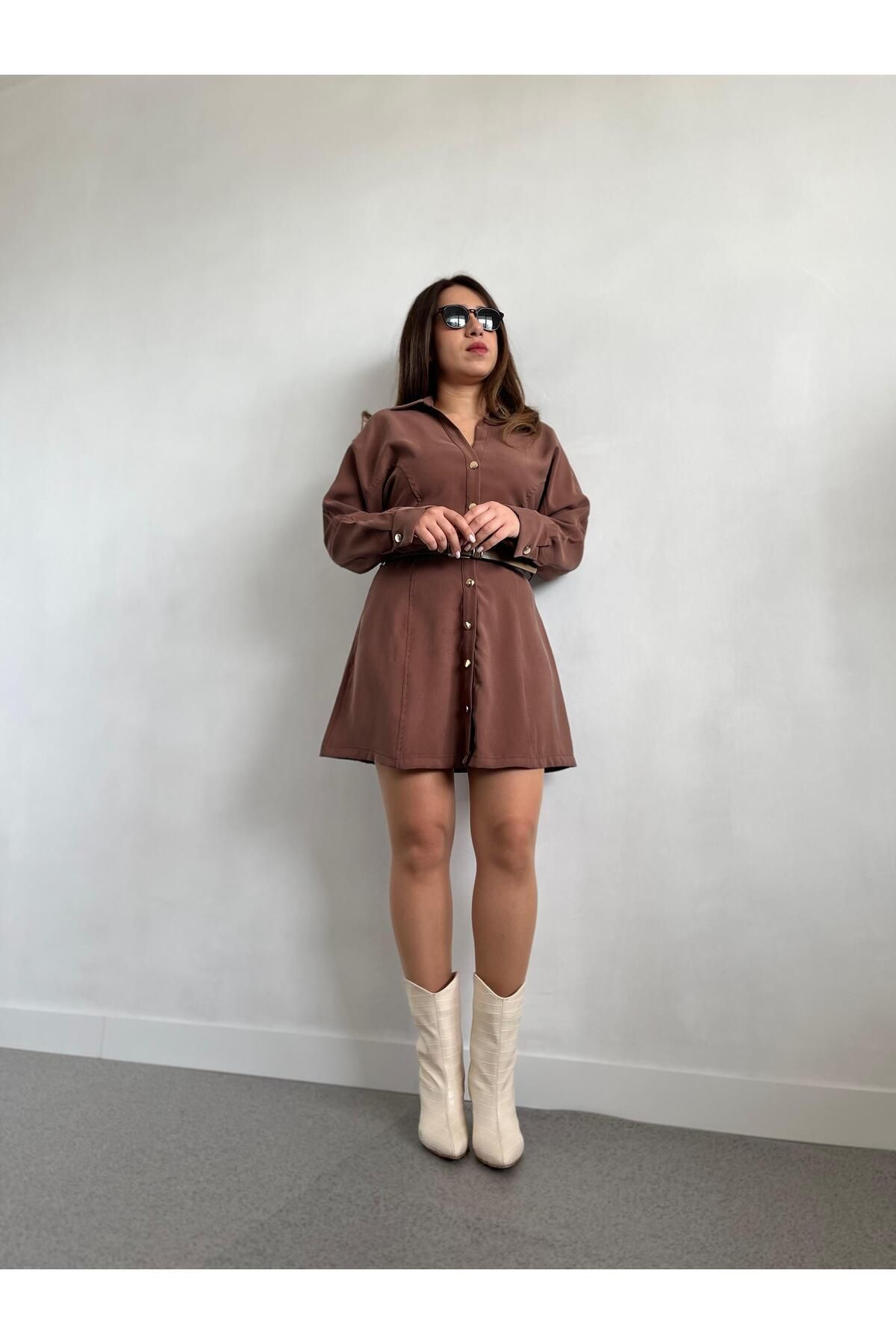 Gizybutik Kemerli Mini Elbise
