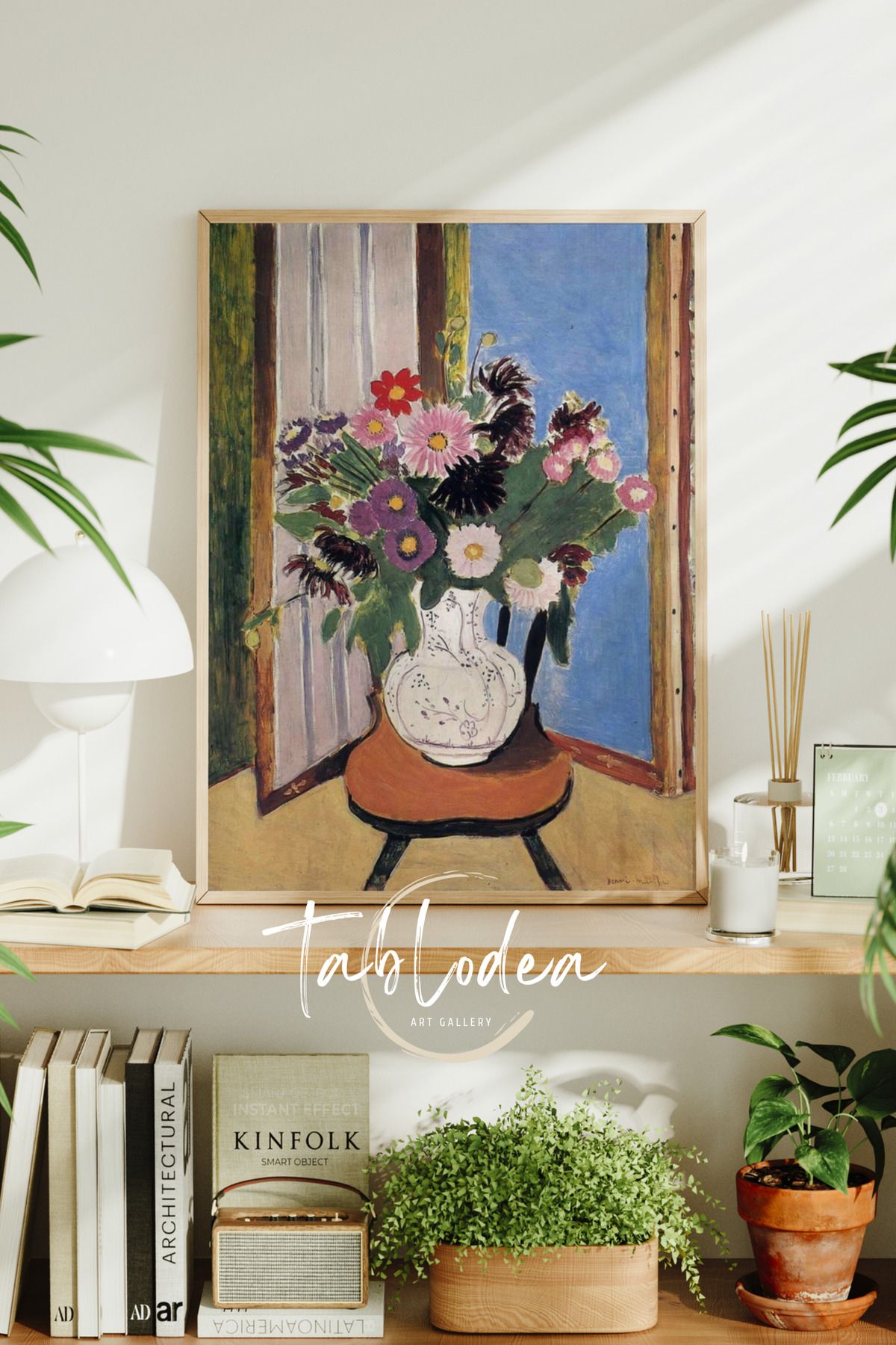 tablodea Henri Matisse Çiçekli Çerçeveli Poster Tablo, Vintage Dekoratif Renkli Bohem Pinterest Duvar Tablosu