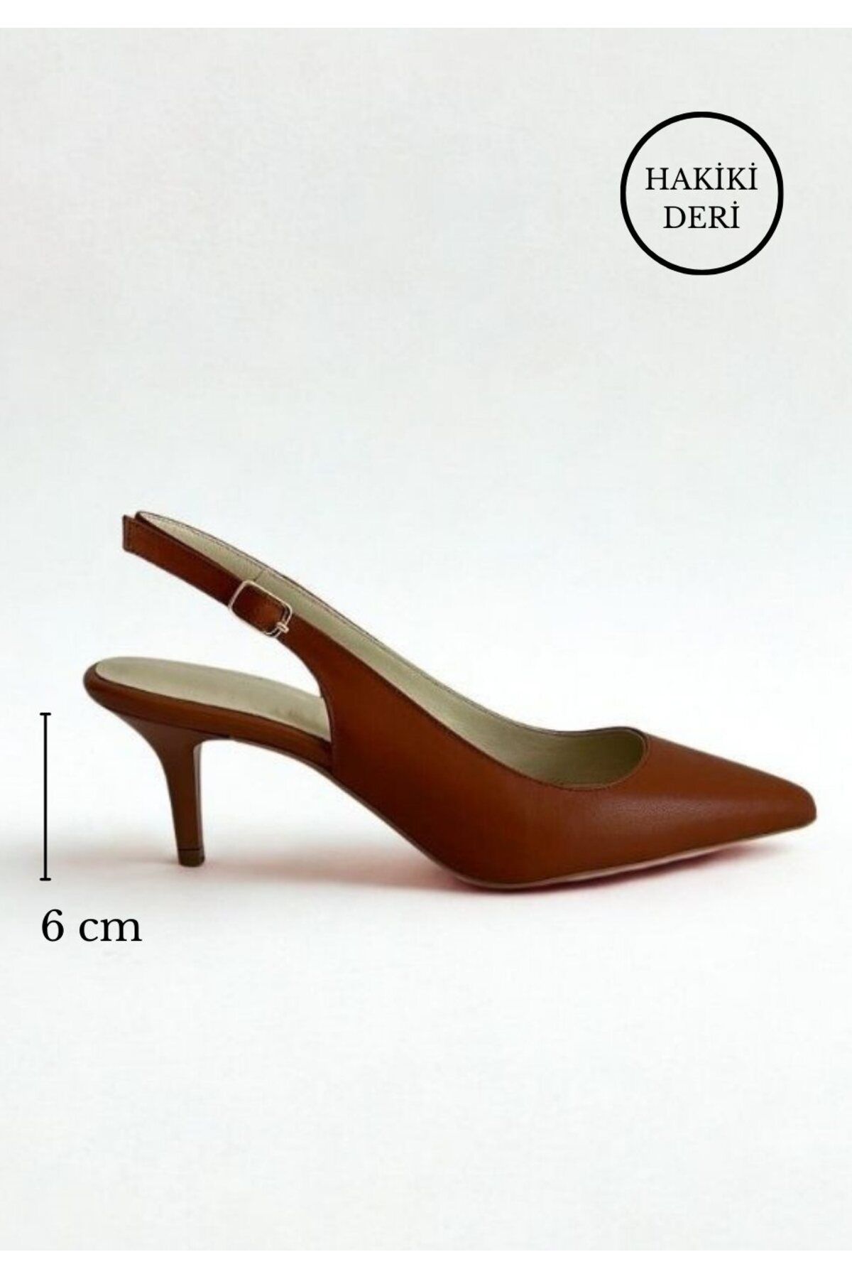 MY MADRE LEATHER SHOES Taba Hakiki Deri Arkası Açık Alçak Topuklu Ayakkabı
