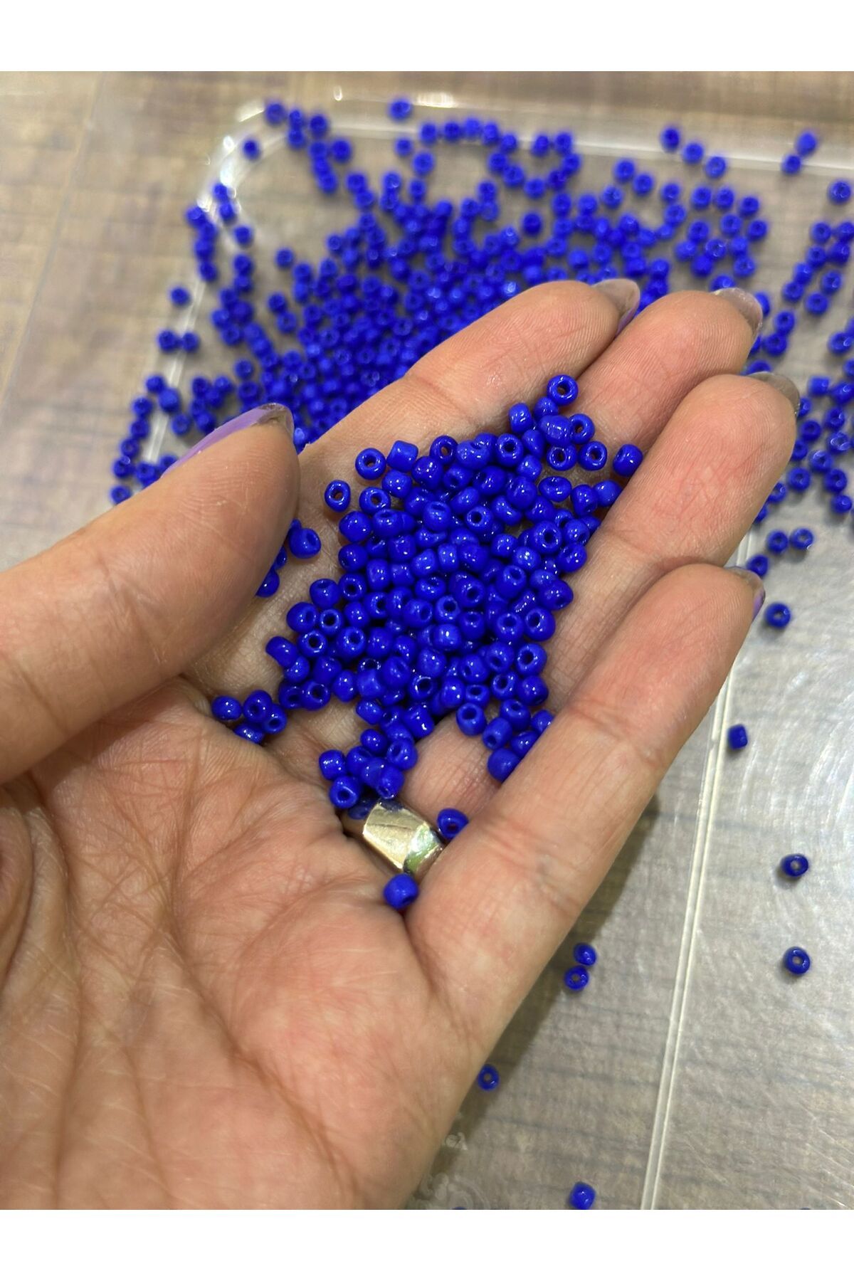 Gönülden Tasarım 1. KALİTE KUM BONCUK TAKI BONCUĞU 50 GR 3 MM Mor