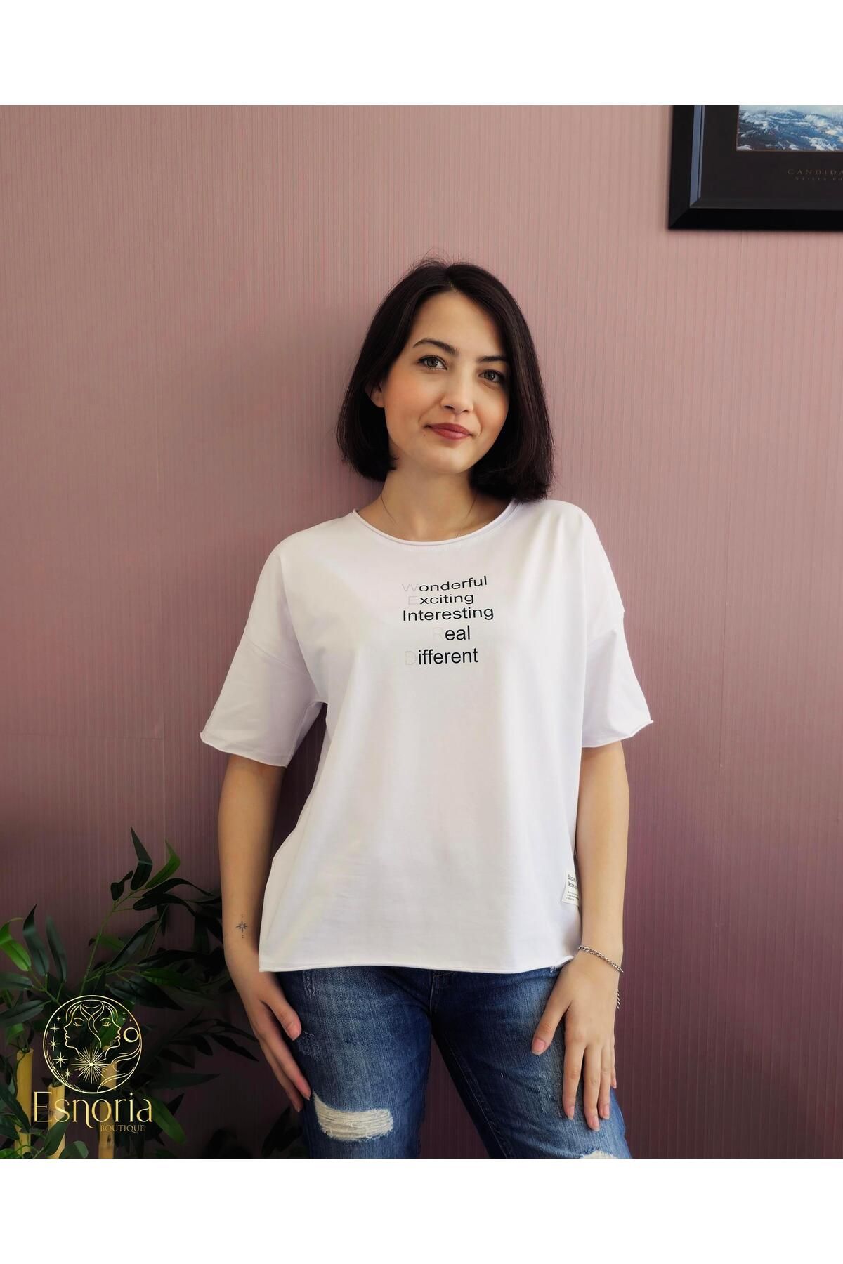 Esnoria Wonderful Baskılı Tişört Beyaz