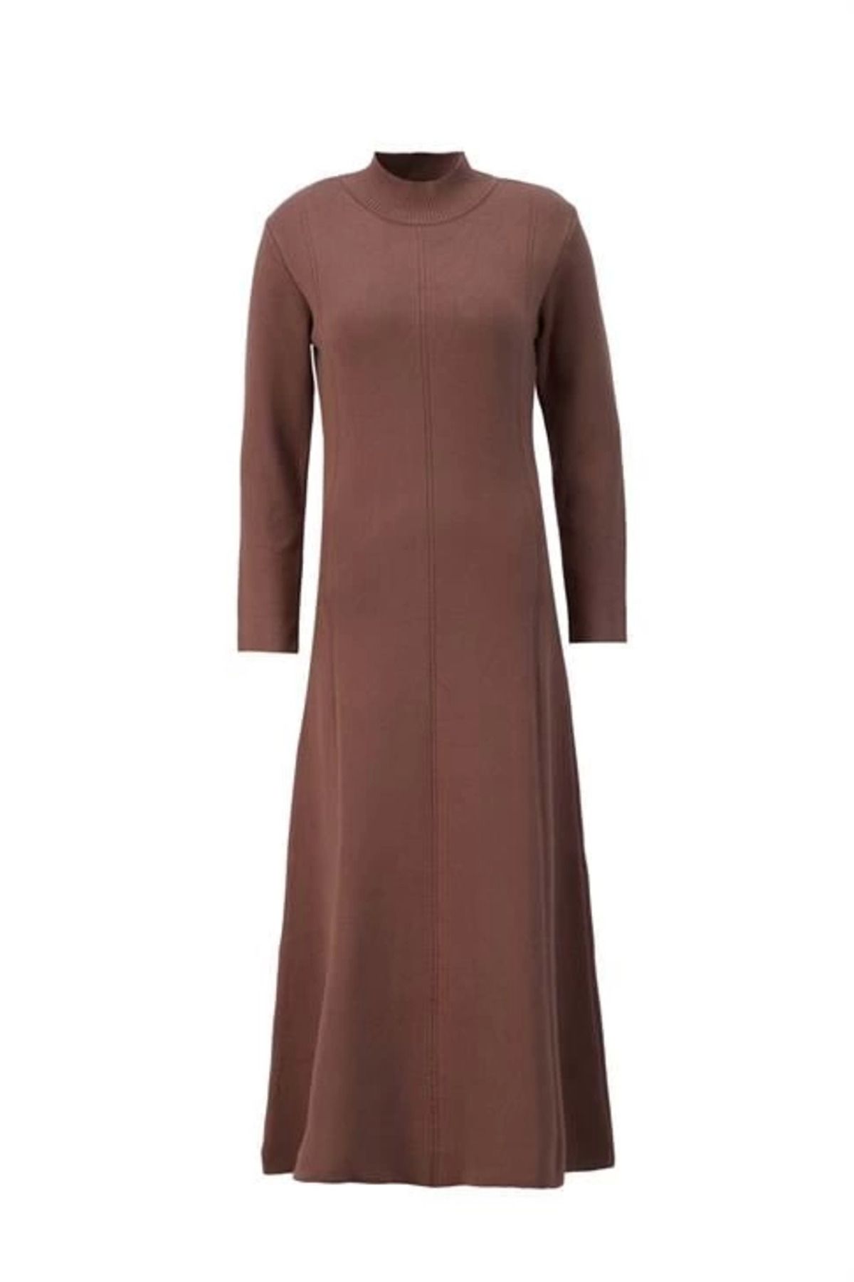 aradimtaradim Armine Uzun Kol Triko Elbise 24KD4217 Acı Kahve
