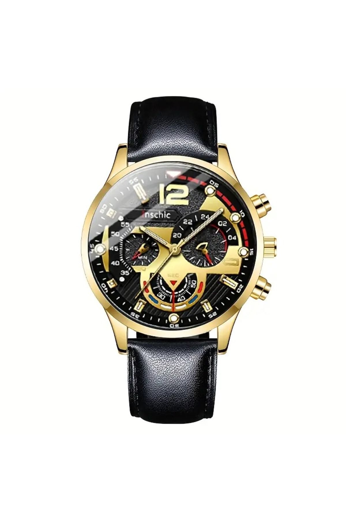 Feron accessories Erkek Kol Saati - Deri Kayışlı Analog Spor Saat E-0217
