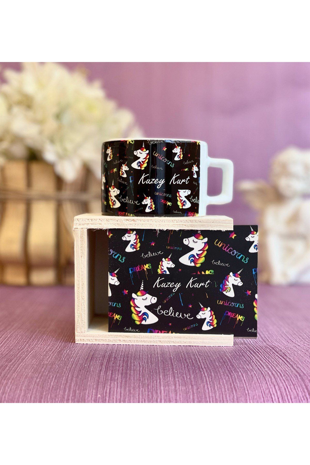 Gift Moda Kişiye Özel Unicorn Tasarımlı Kutulu Kupa