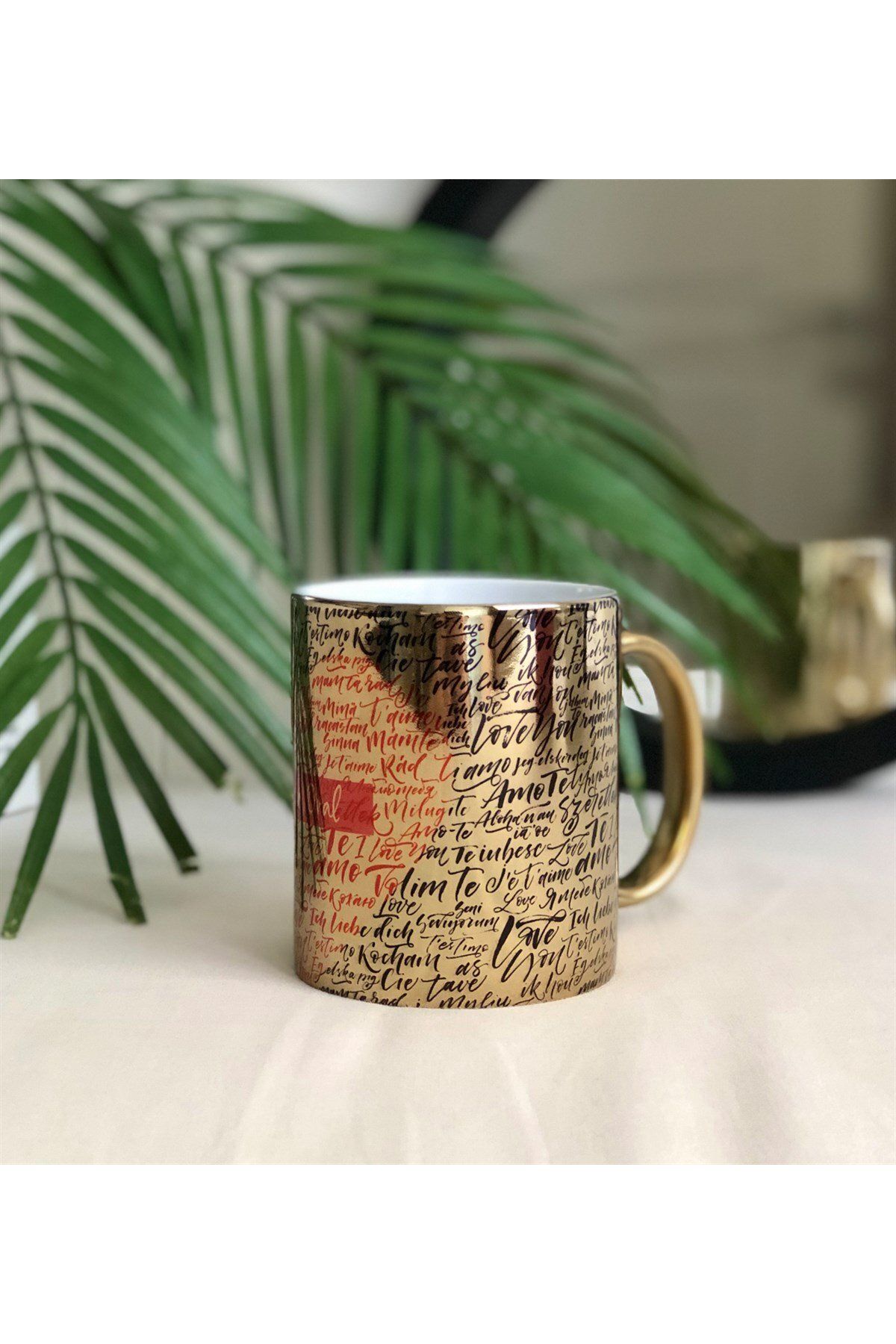 Gift Moda Kişiye Özel 100 Dilde Seni Seviyorum Gold Kupa