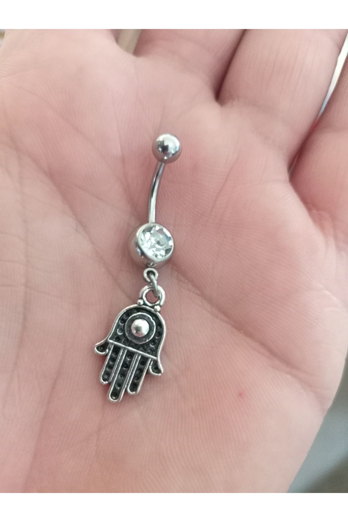 BUĞLEM Göbek Piercing Cerrahi Çelik 316L Gümüş Renk Paslanmaz Kararmaz