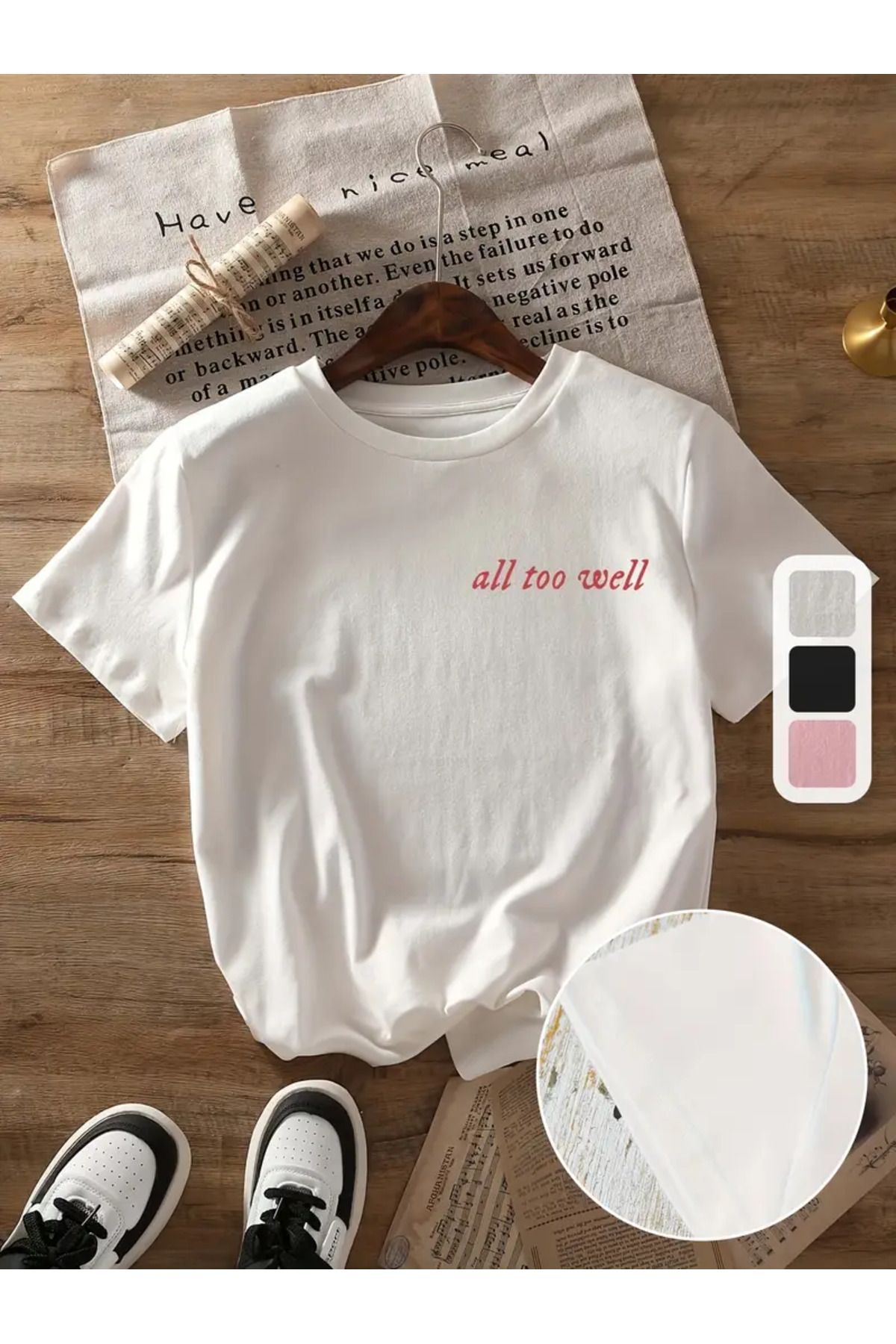 AEMİ Unisex All To Well Baskılı %100 Pamuk Oversize T-shirt