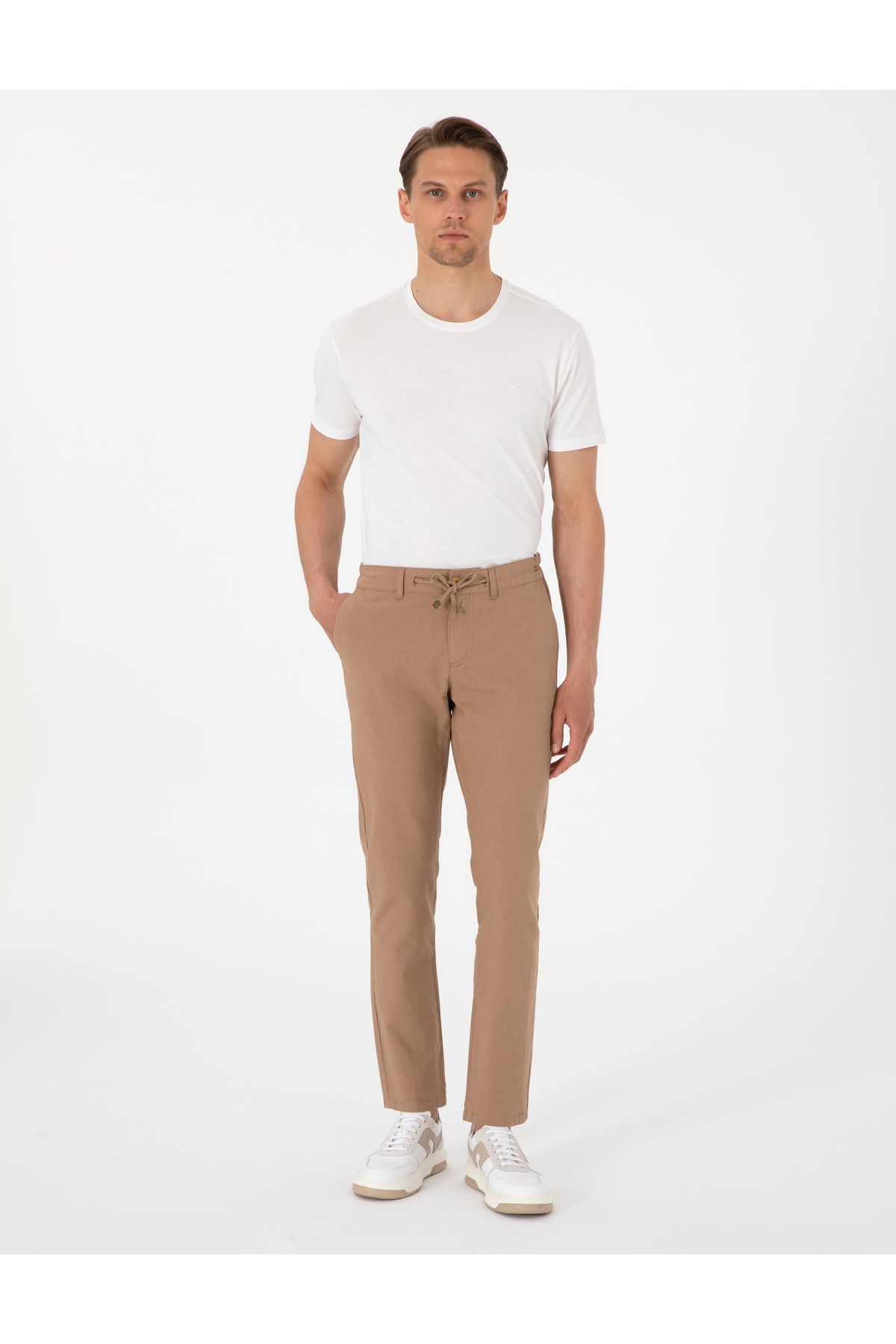 Pierre Cardin Kahverengi Slim Fit Kanvas Pantolon 50308076-VR197